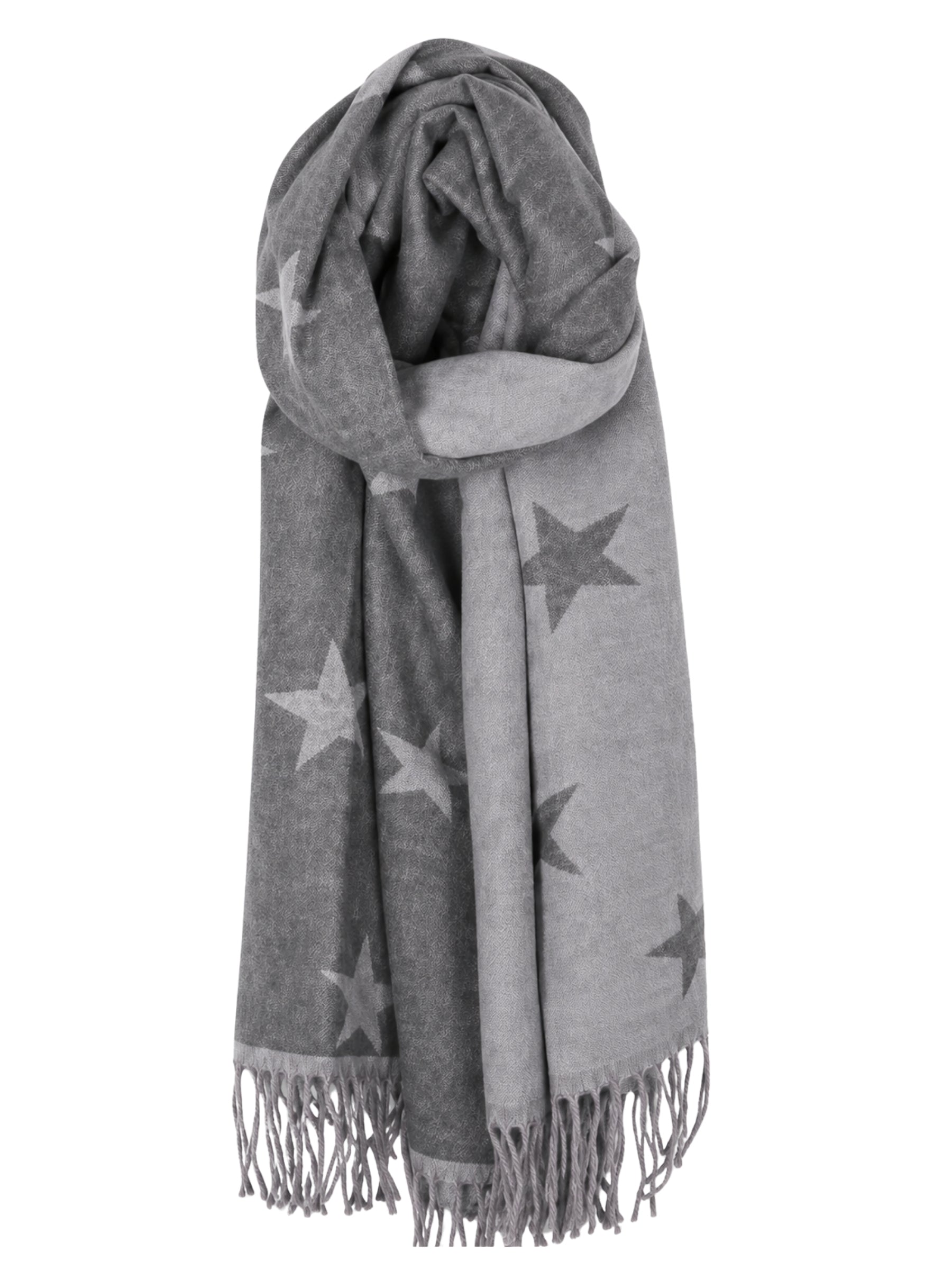 Foulard Chaud Réversible Avec Motifs à Étoiles - Gris