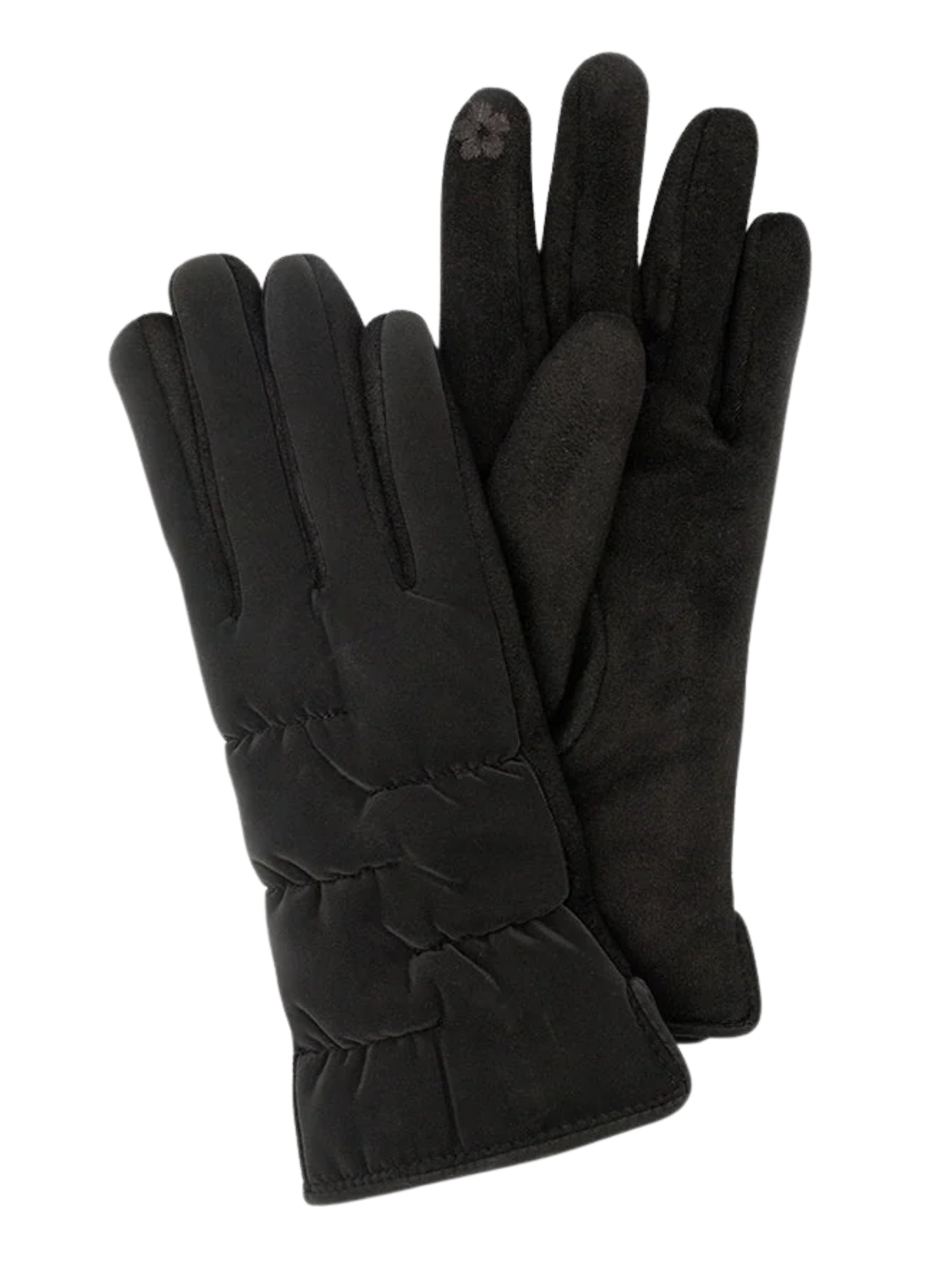 Gants Matelassés au Fini Mat - Noir