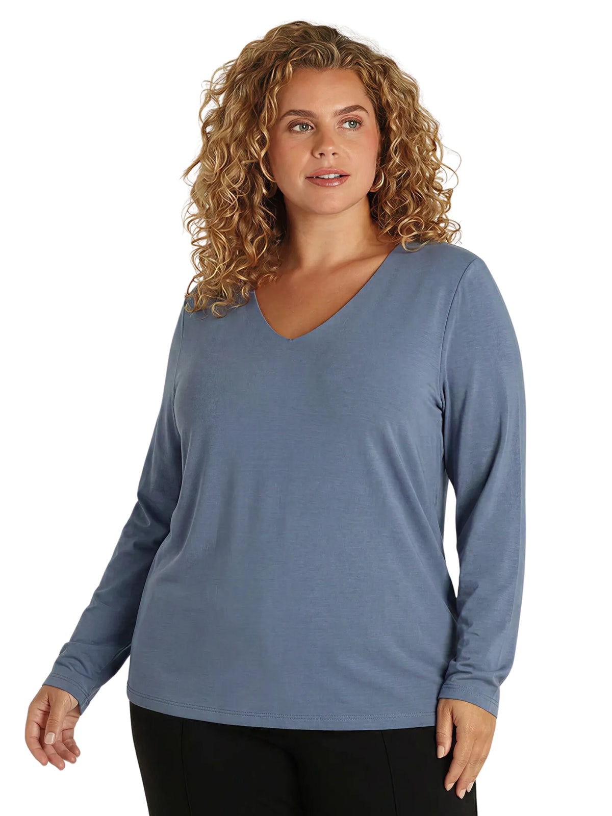 Guinevra Essential Plus Size Top - Faded Blue