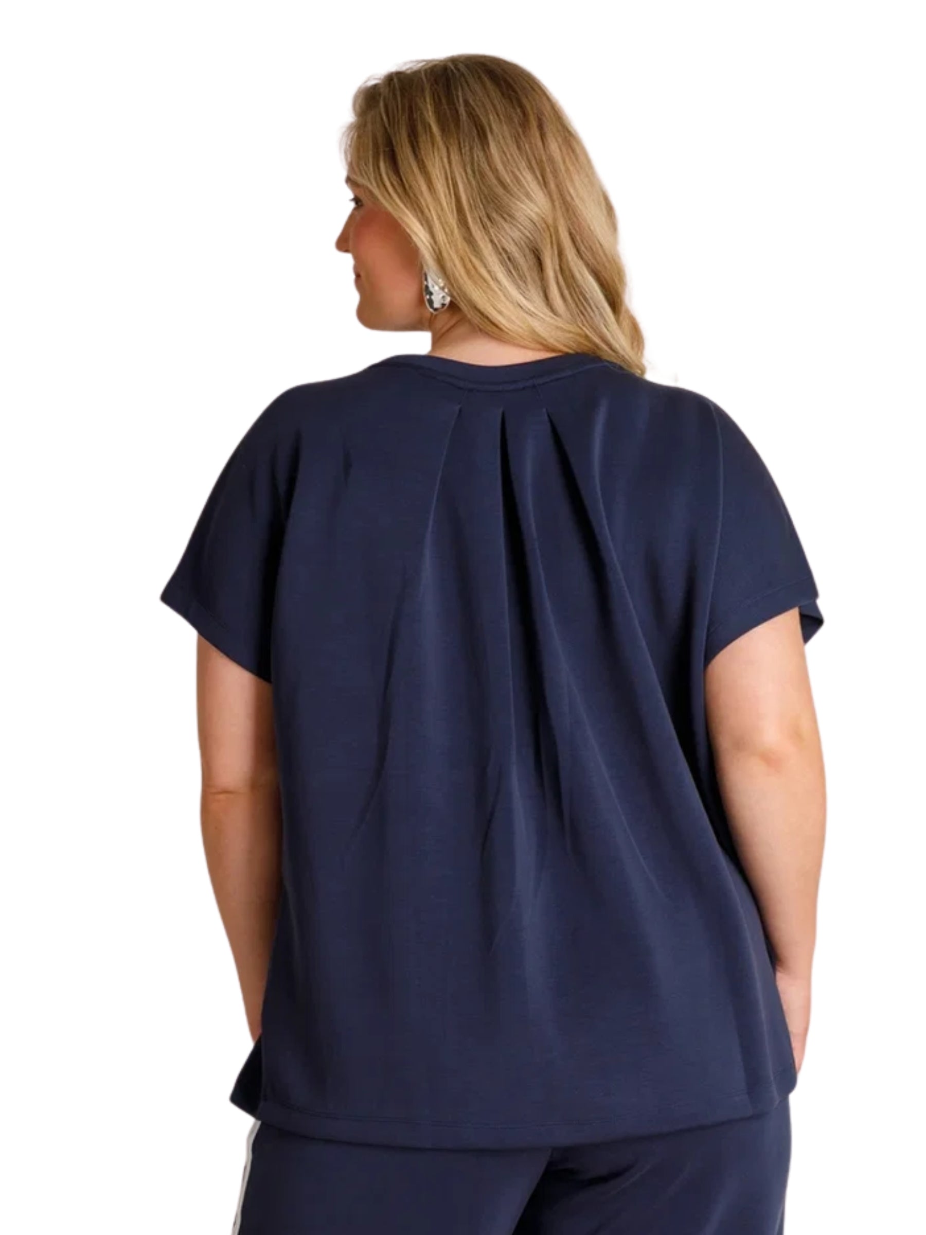 Plus Size Tisha Short Sleeve Top - Dark Blue