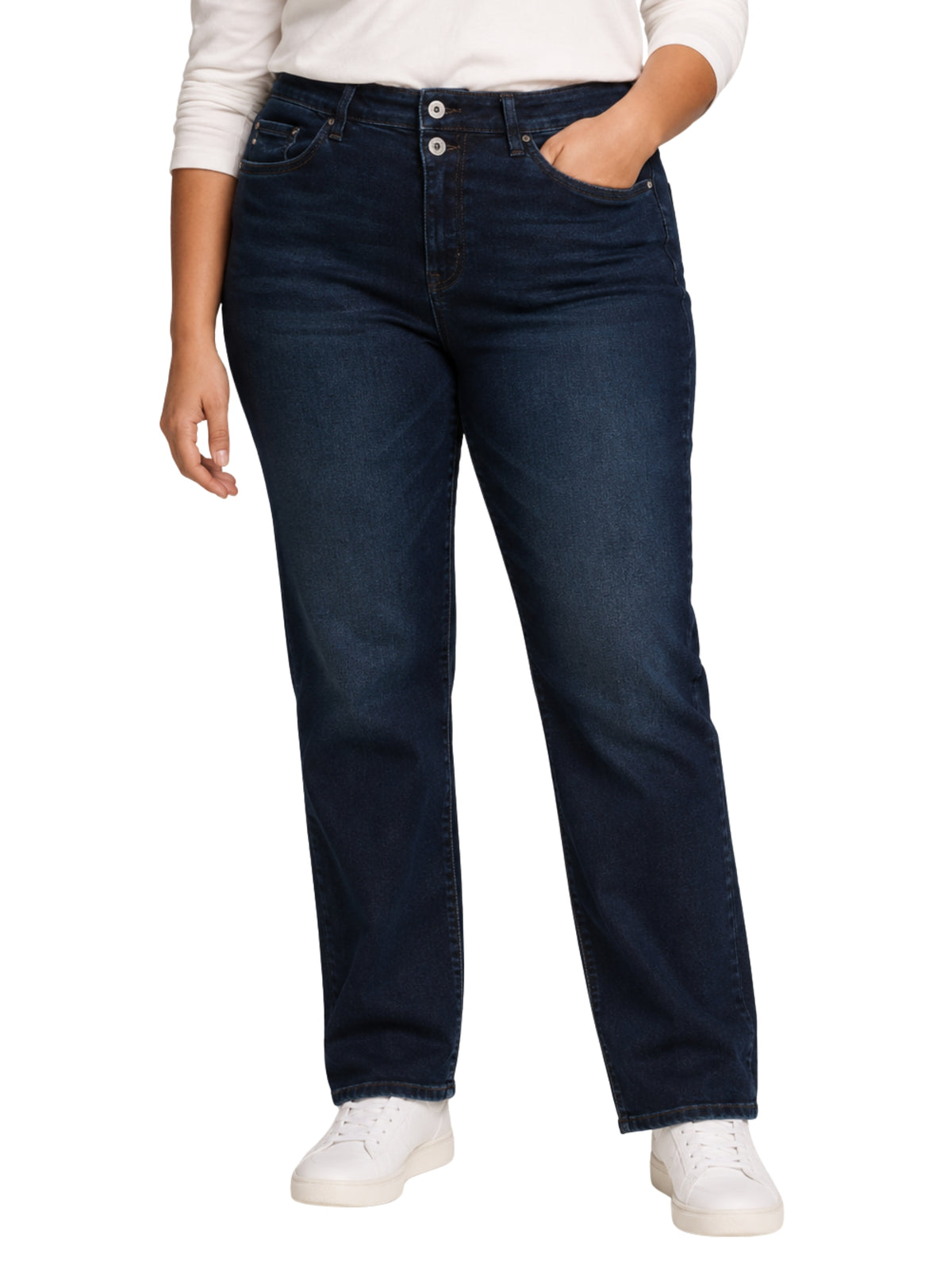 Jeans Jambe Droite Taille Plus - Black Blue Denim