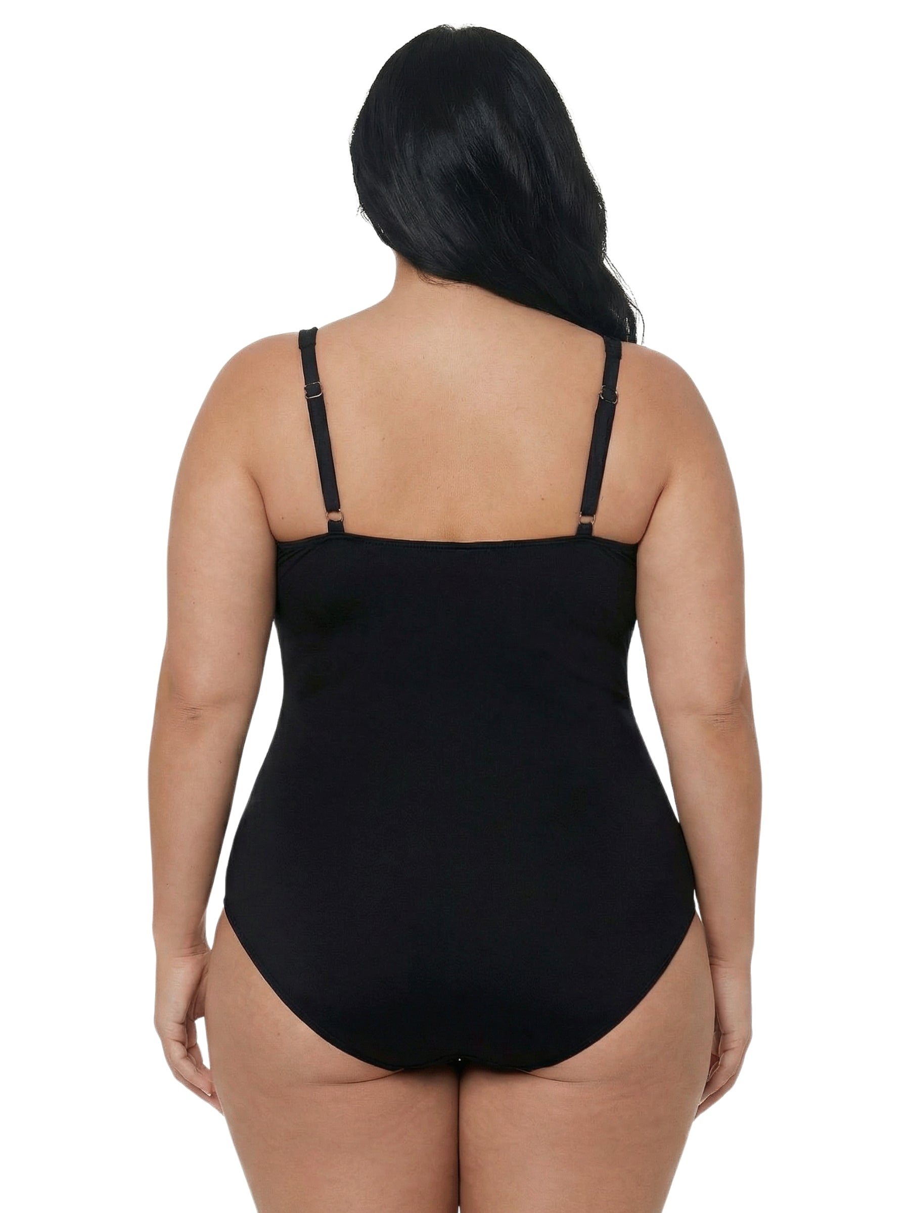 Plus Size Round Neck Swimsuit - Mulberry
