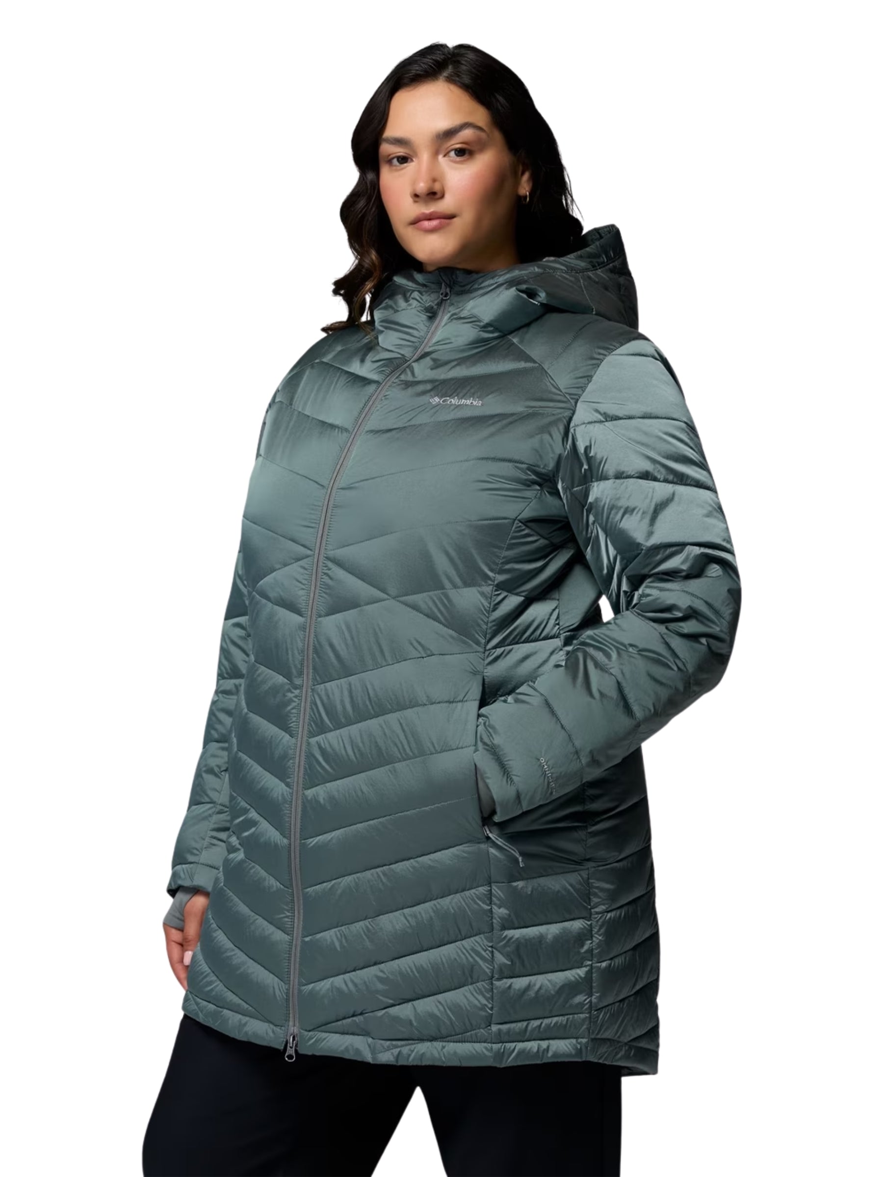 Joy Peak II Long Plus Size Hooded Jacket - Sedona Sage Shine