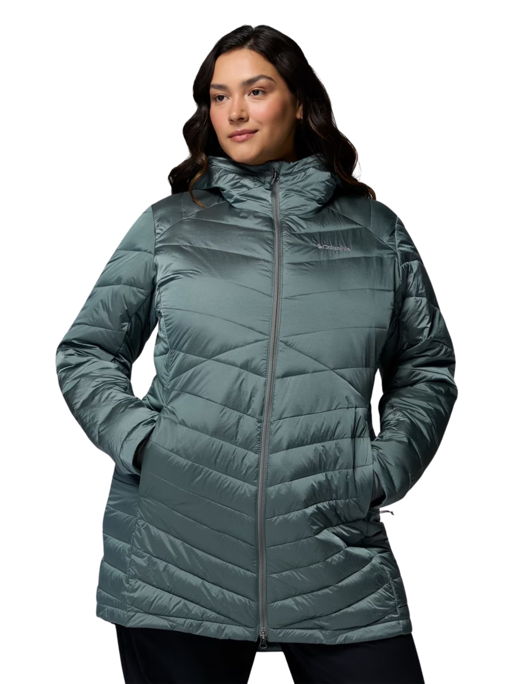 Joy Peak II Long Plus Size Hooded Jacket - Sedona Sage Shine