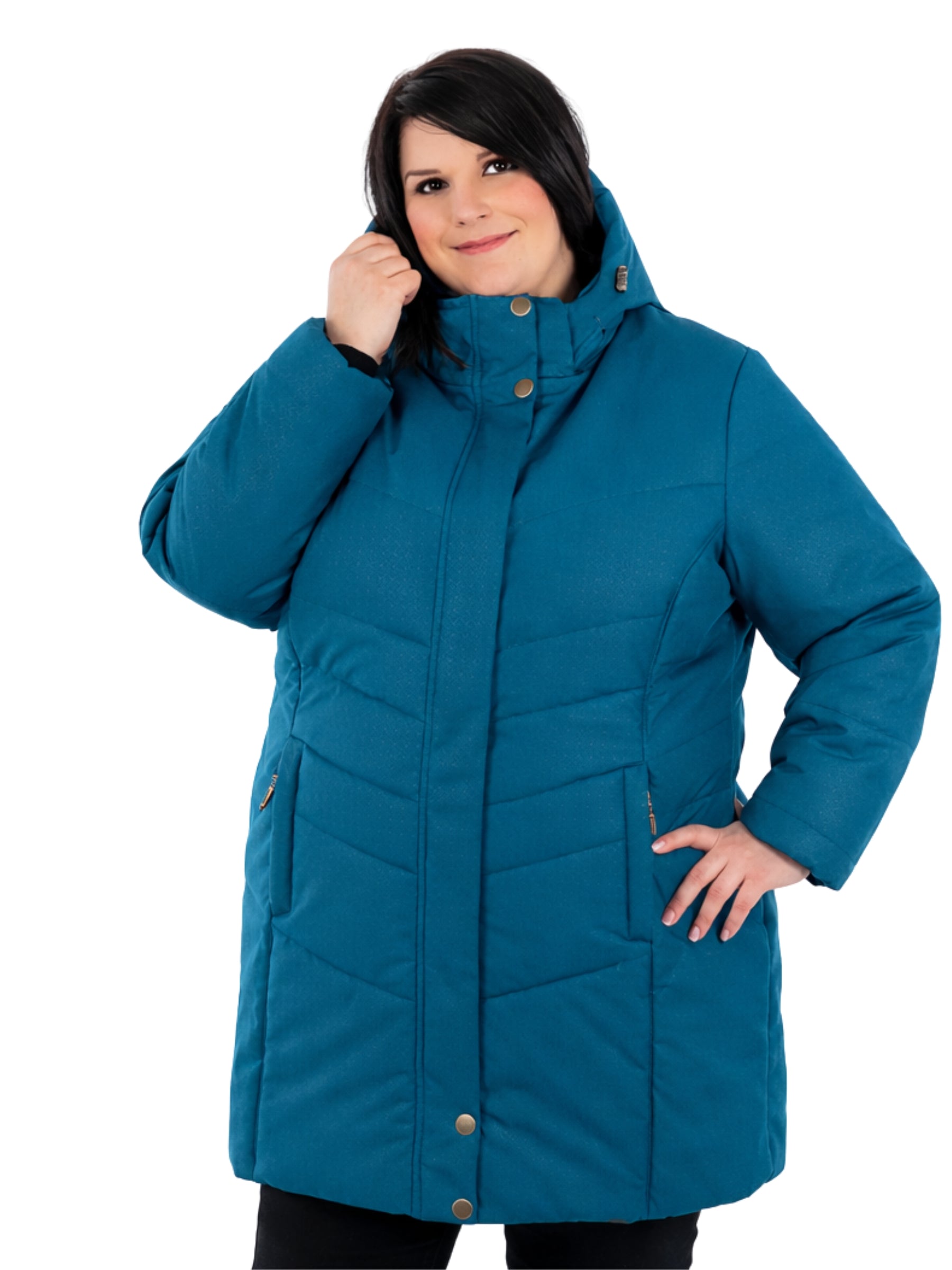 Manteau d'Hiver Vogue Taille Plus - Bleu Récif
