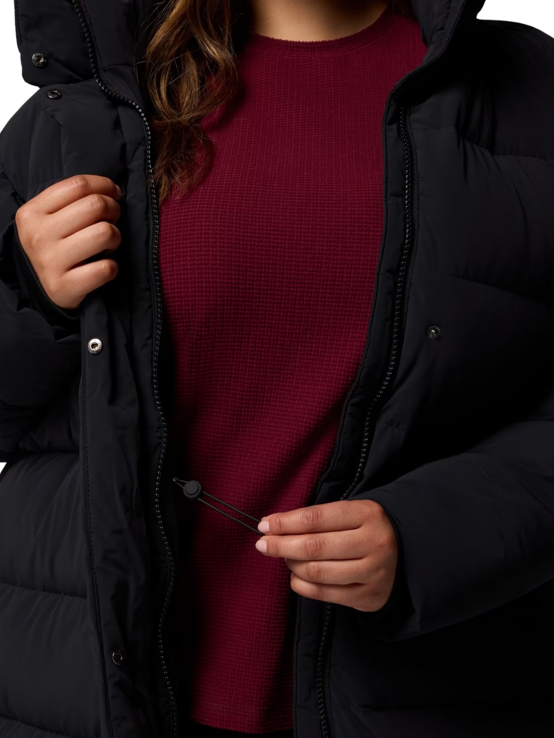 Amaze Puff Plus Size Long Hooded Coat - Black