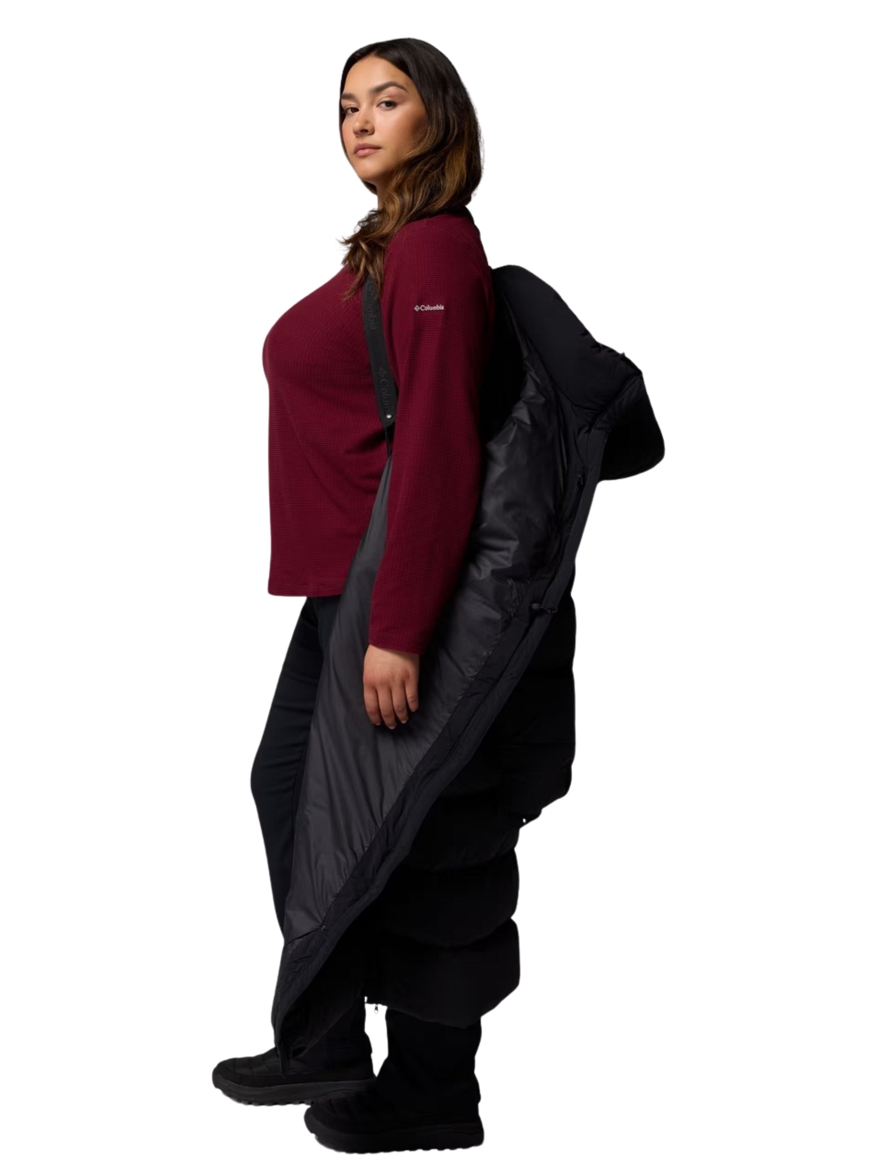 Amaze Puff Plus Size Long Hooded Coat - Black