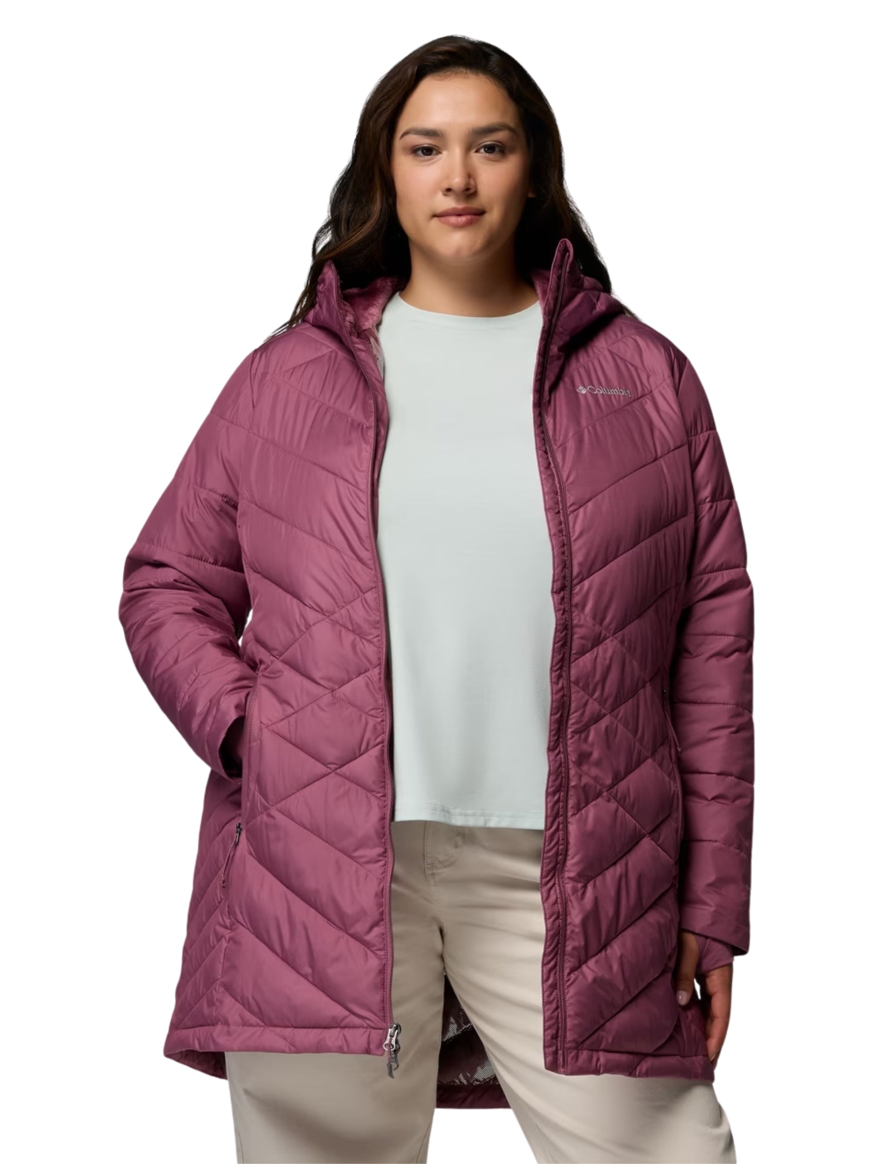 Manteau Long avec Capuchon Heavenly Taille Plus - Antique Mauve