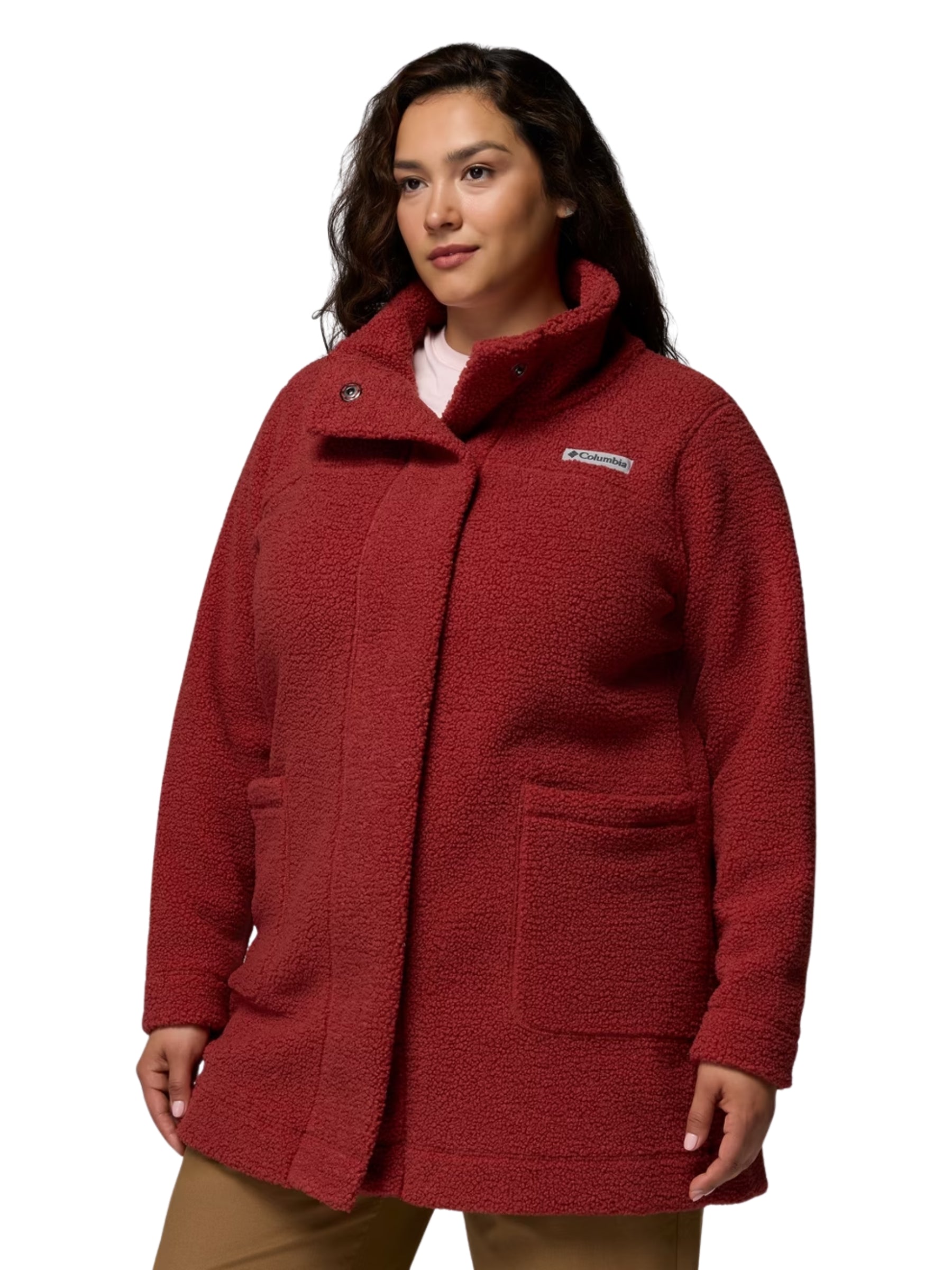 Manteau Long en Sherpa Panorama Taille Plus - Red Oxide