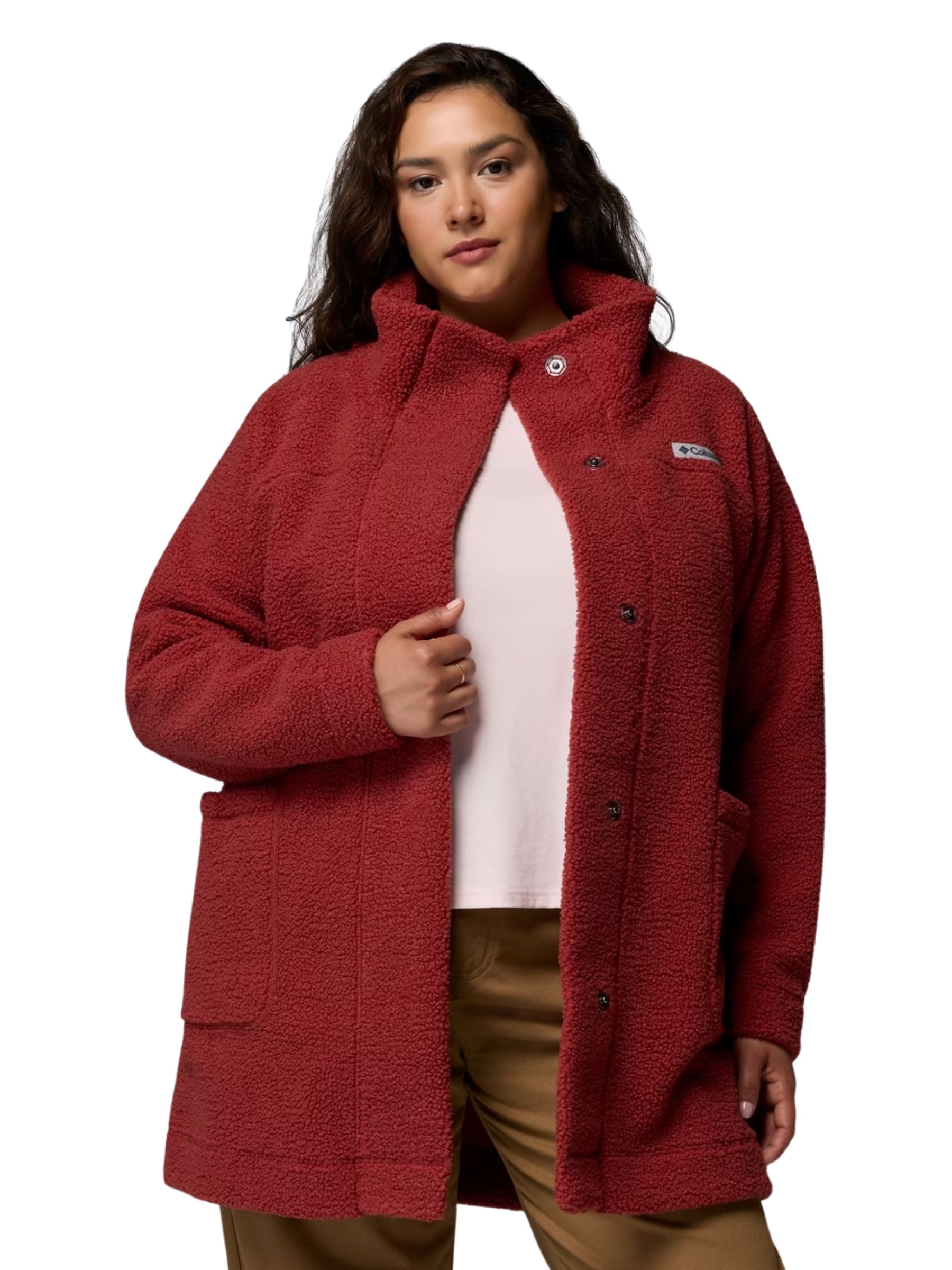 Manteau Long en Sherpa Panorama Taille Plus - Red Oxide