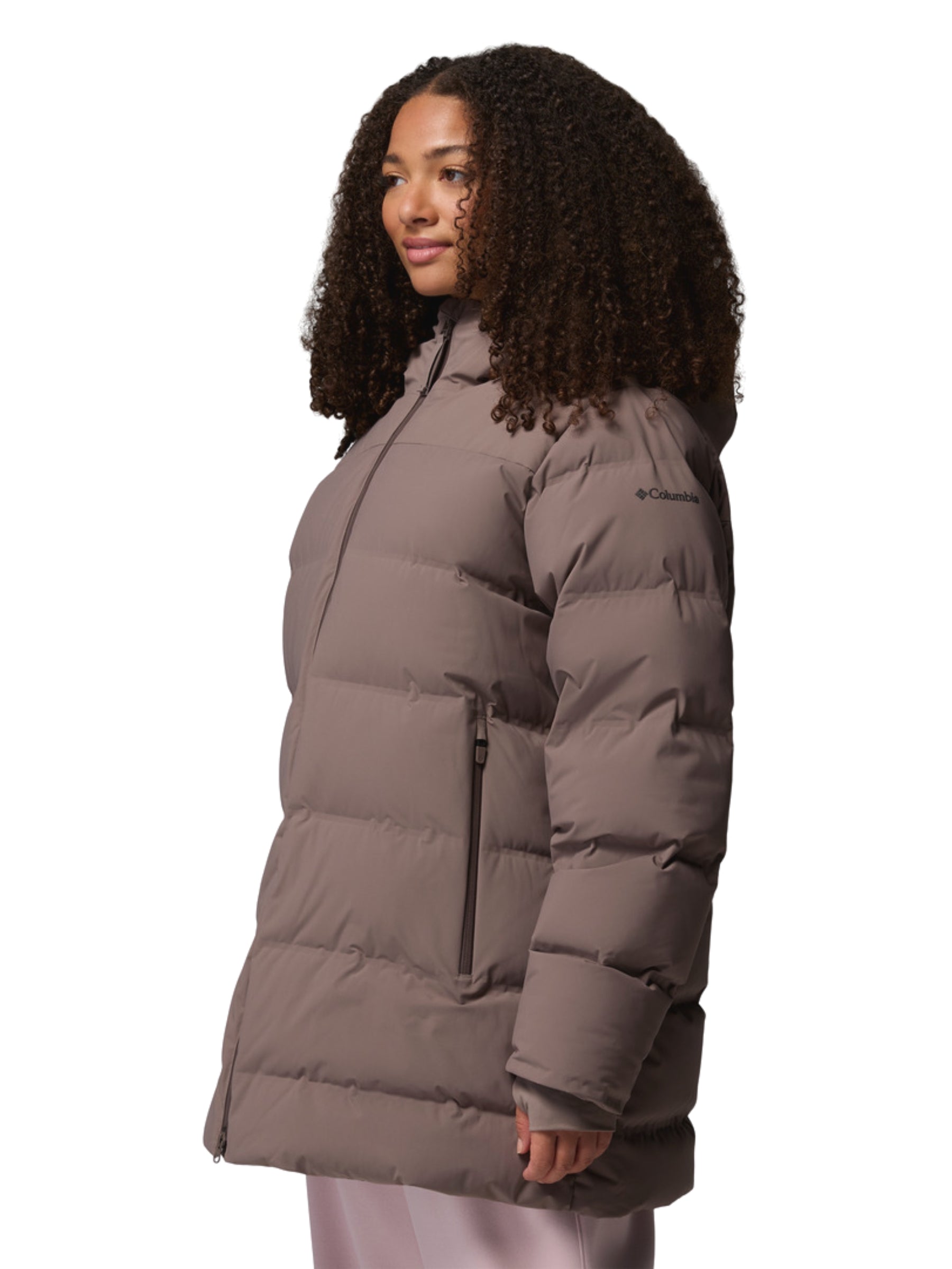Amaze Puff Heat Seal Plus Size Mid-Length Hooded Coat - Iron