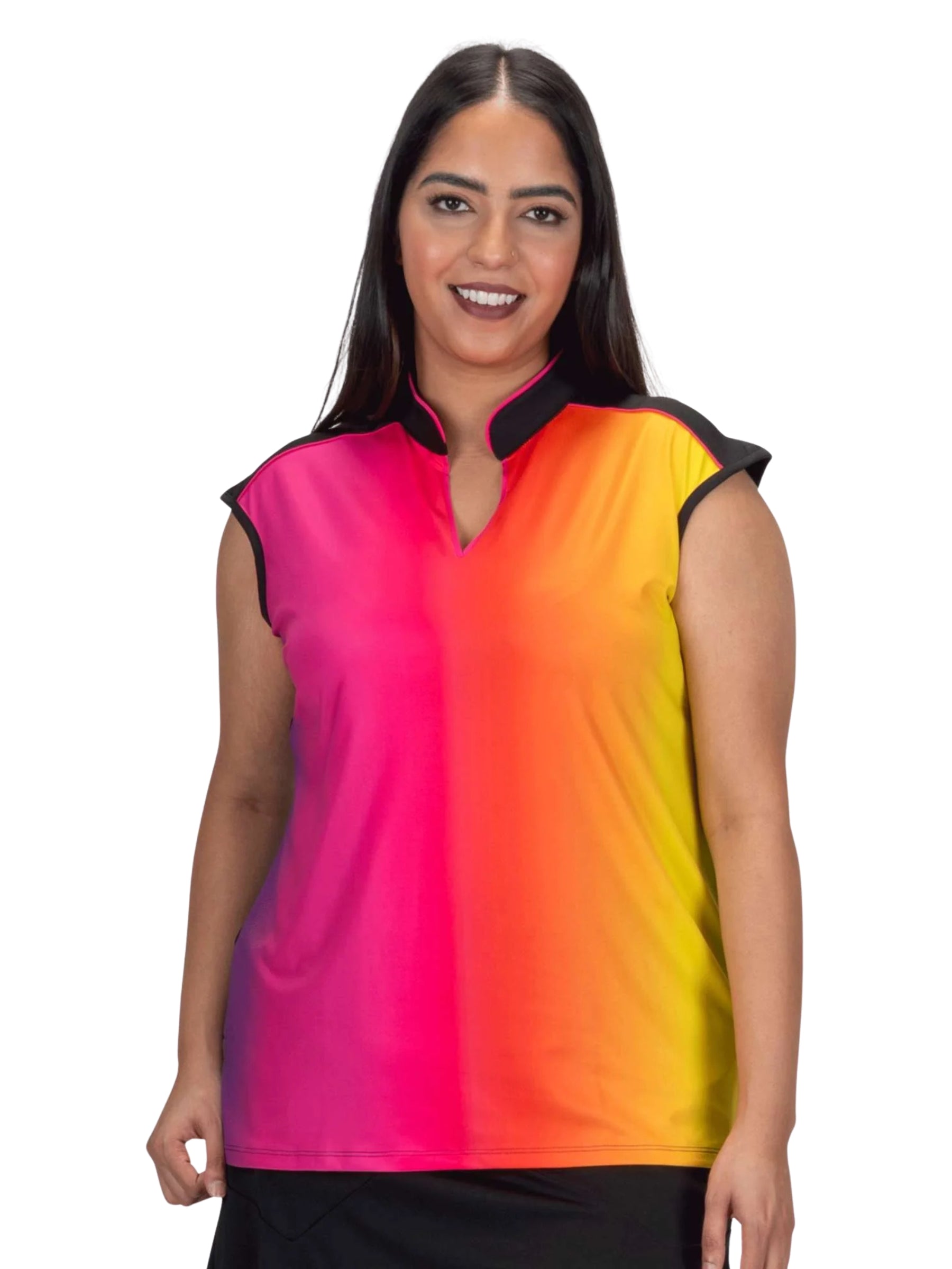 Polo de Golf Express Sans Manches Taille Plus - Noir Multi