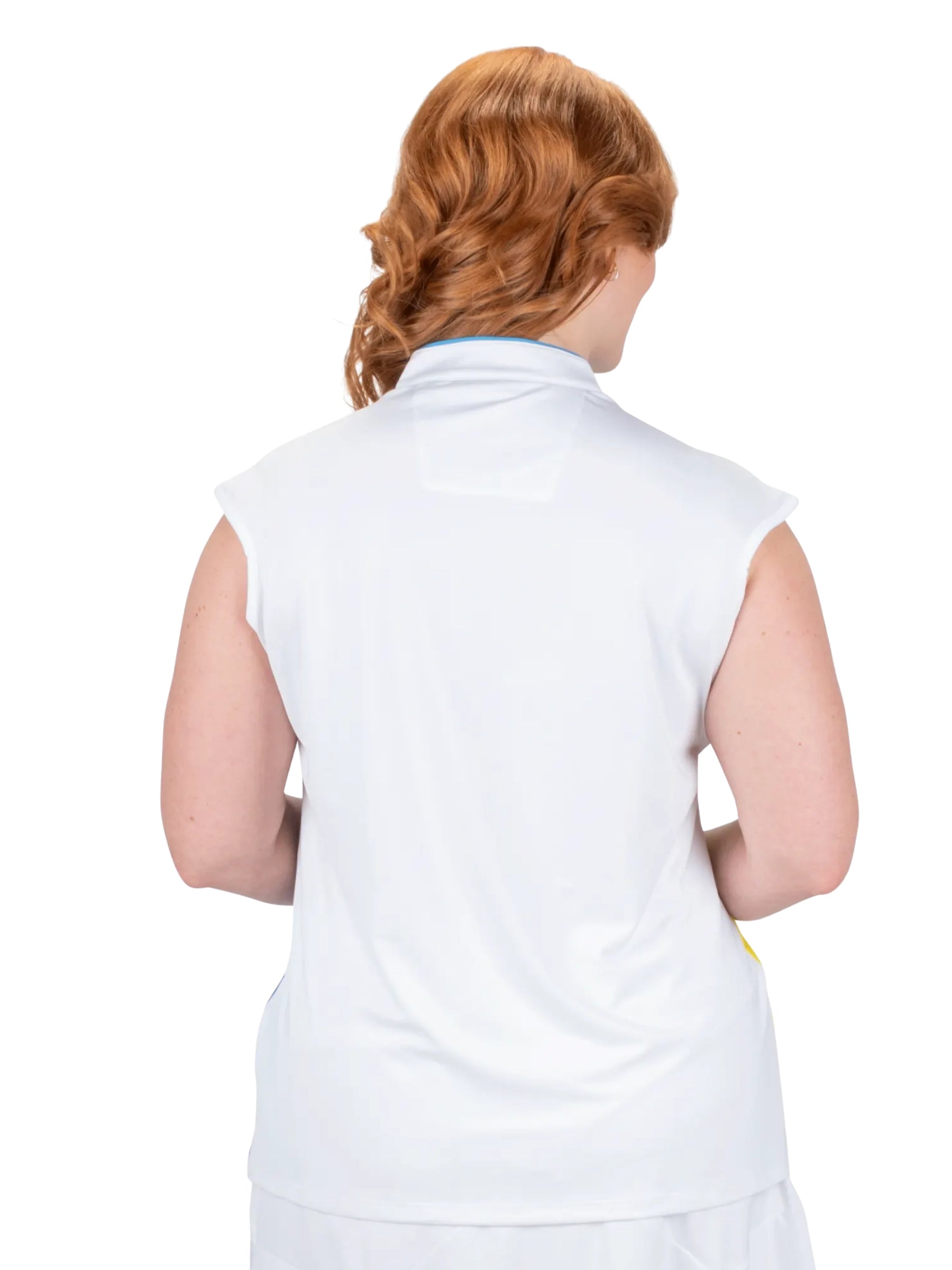 Polo de Golf Express Sans Manches Taille Plus - Blanc Multi