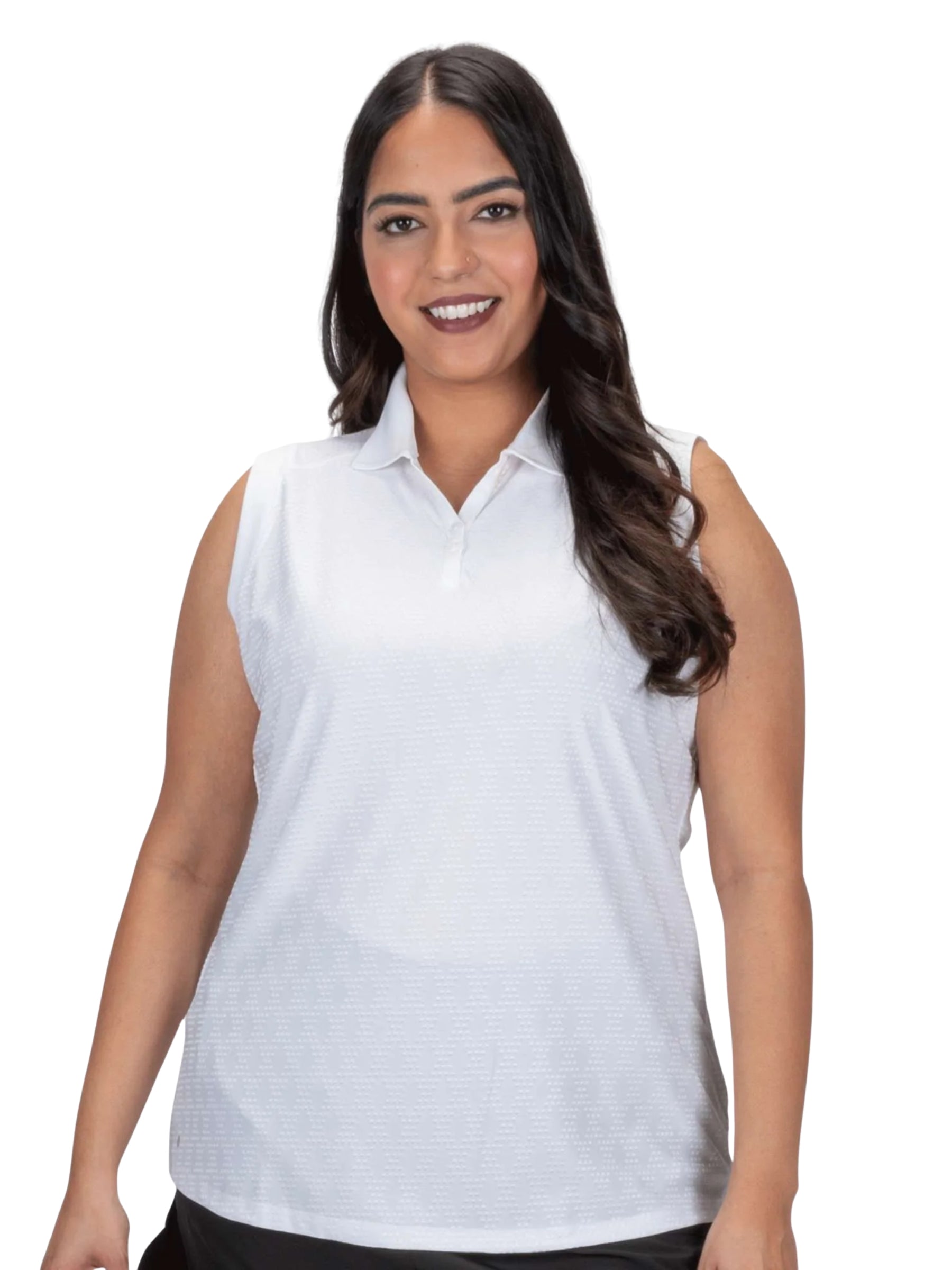 Polo de Golf Tempo Sans Manches Taille Plus - Blanc