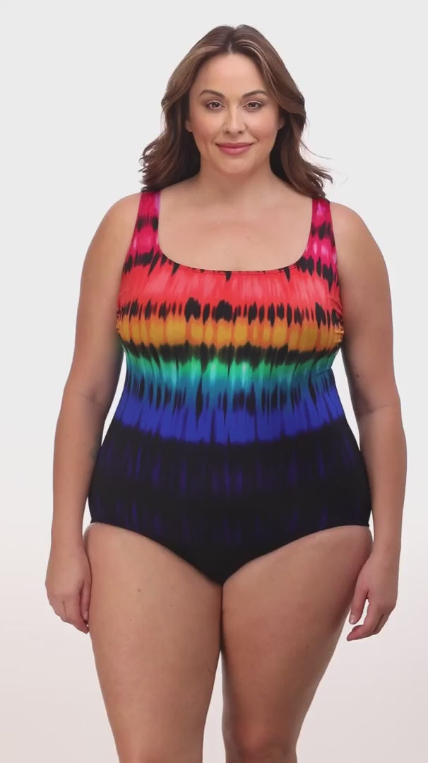 Heated Waters X-Back Torso Long Plus Size Longitude Swimsuit