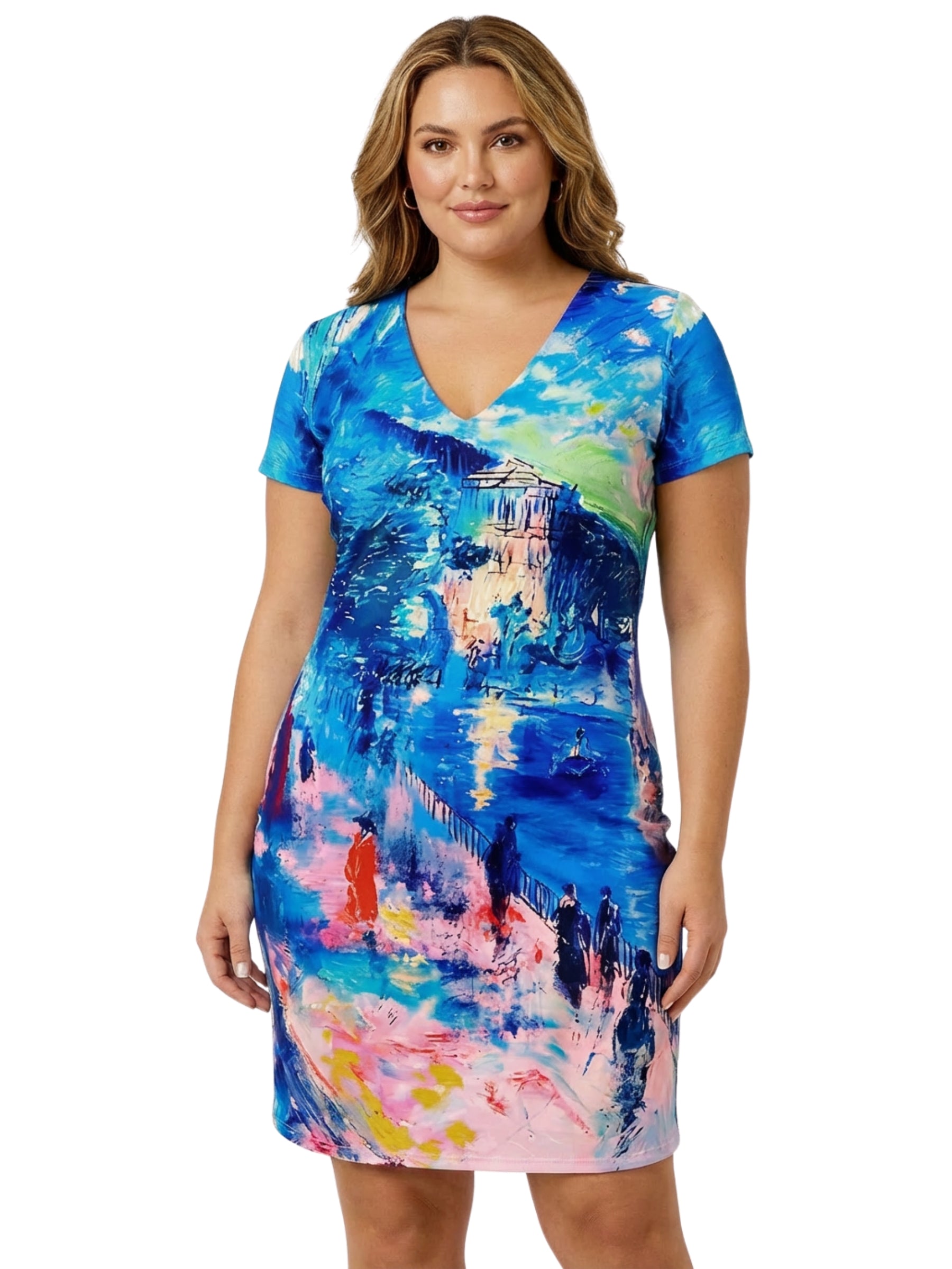 Robe Lina Taille Plus - Bleu Multi