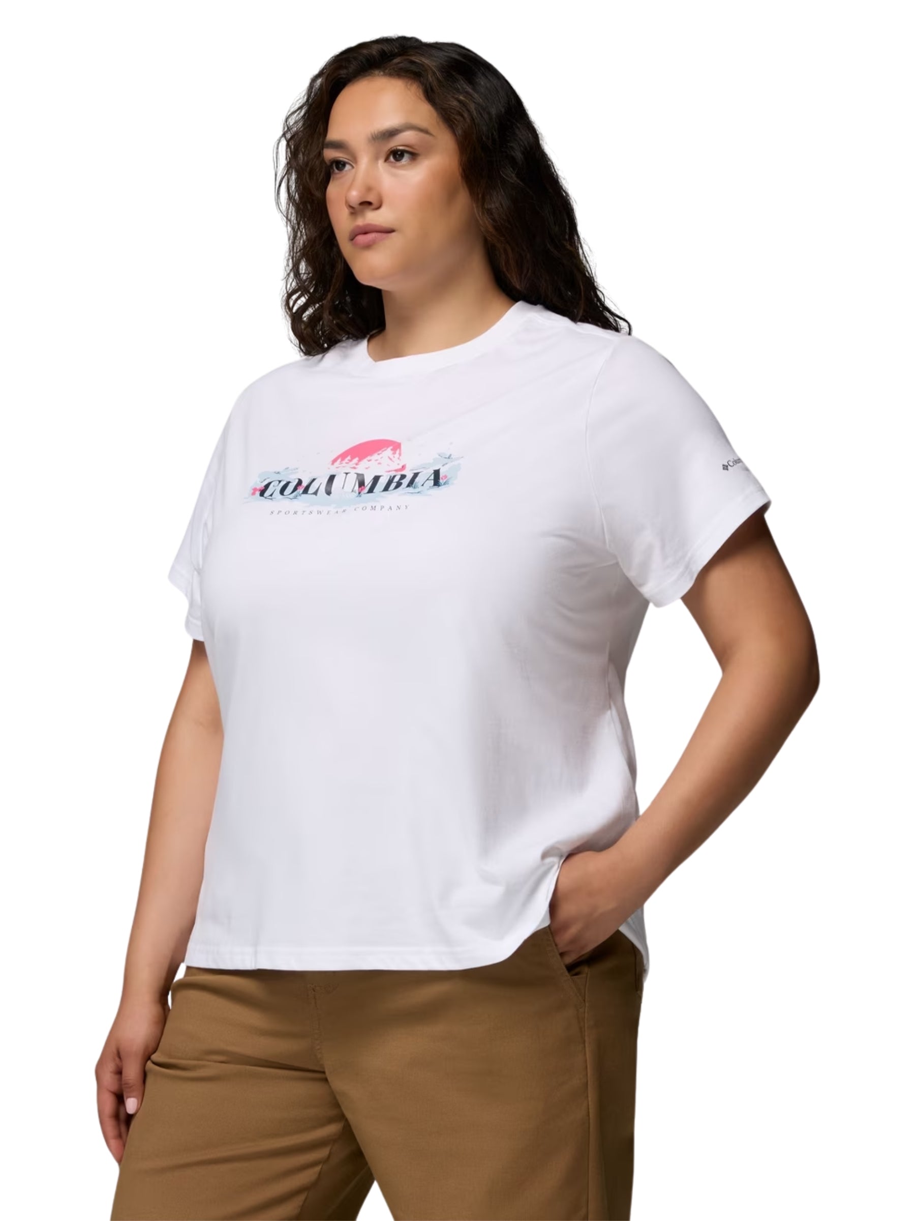 Plus Size Rolling Bend Printed T-Shirt - White & Hike Happy