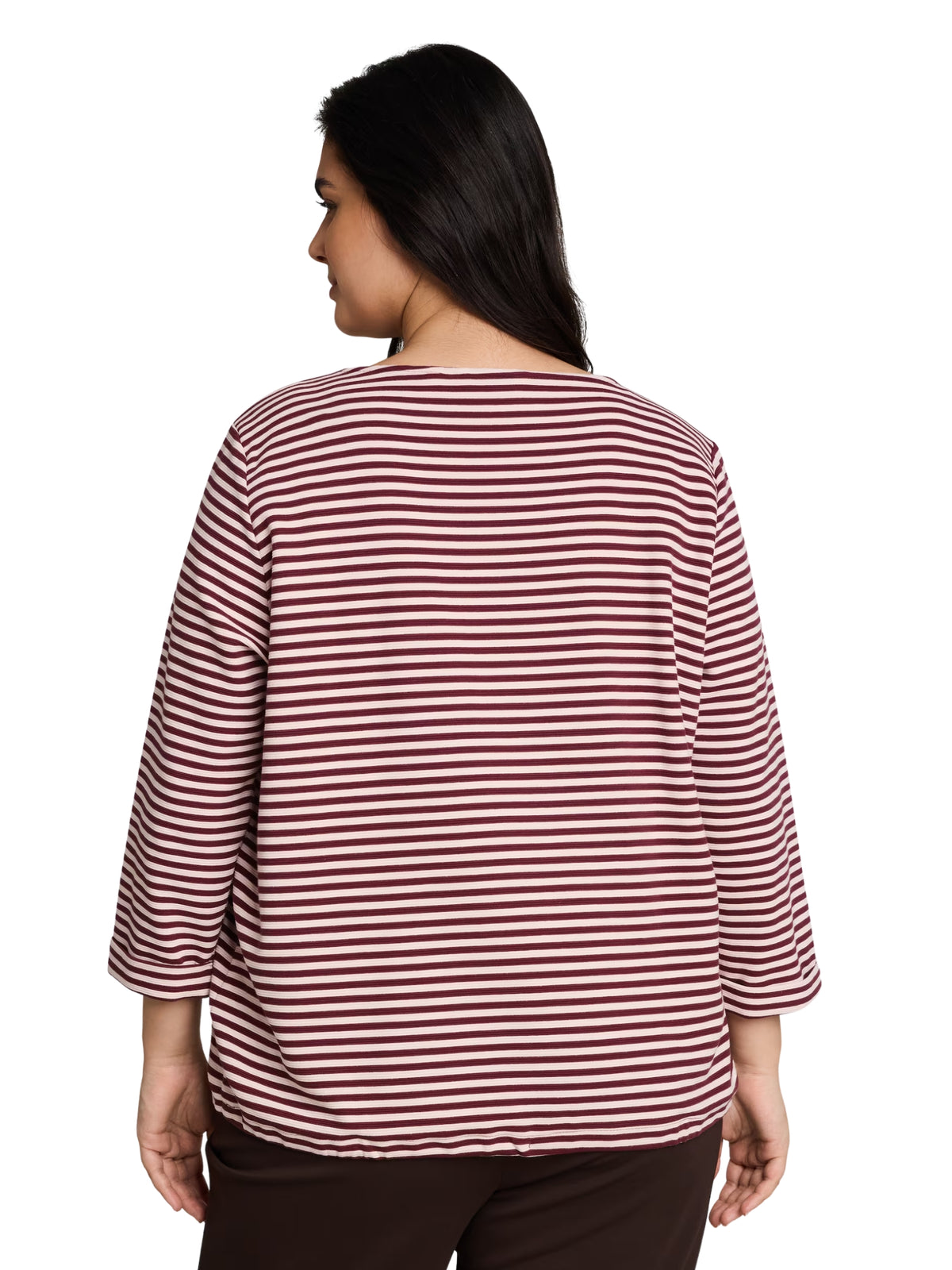 Plus Size Structured T-shirt - Light Pink Preppy Plum Stripe