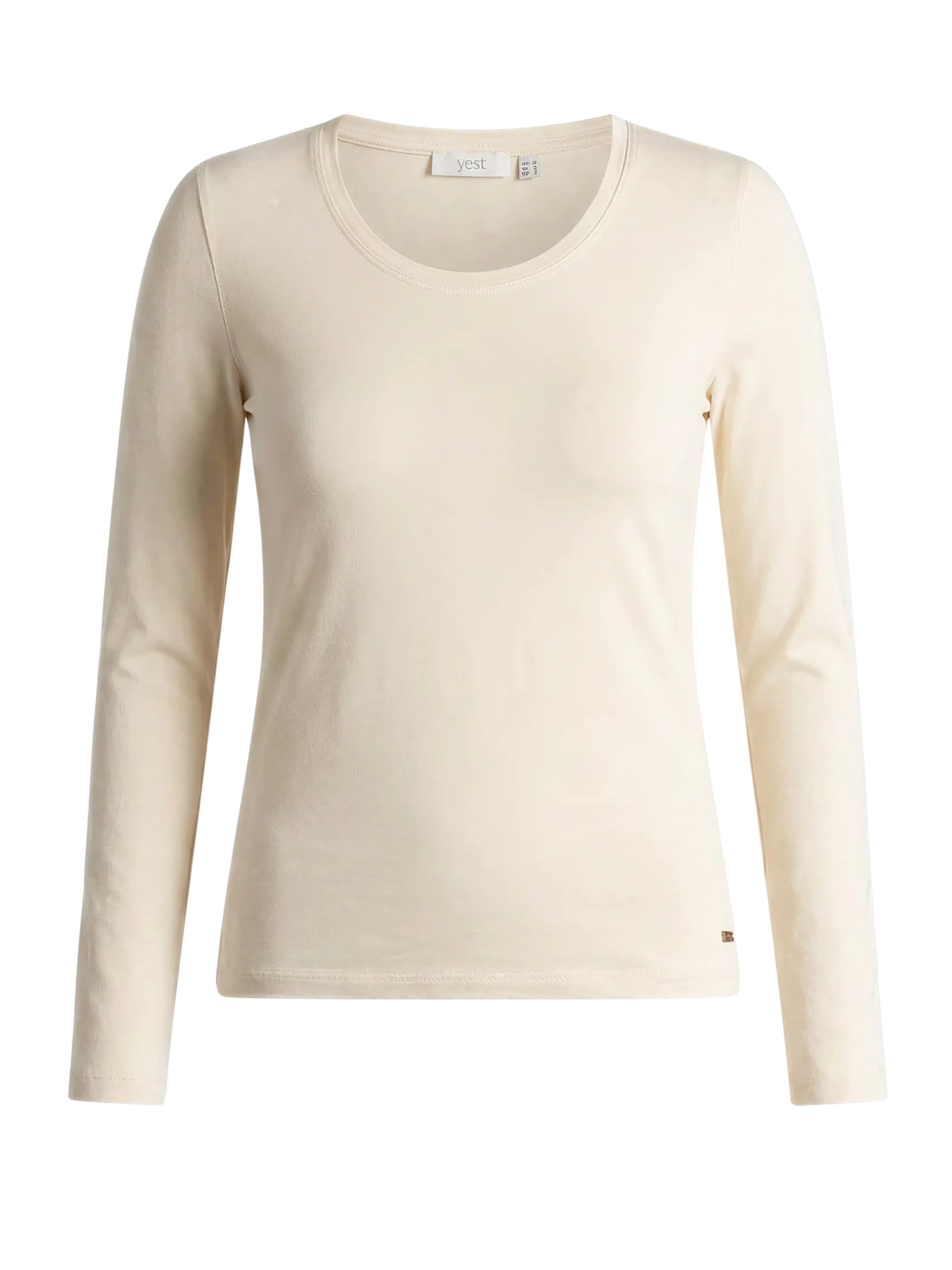 Tanzia Plus Size Long Sleeve T-Shirt - Cream Beige
