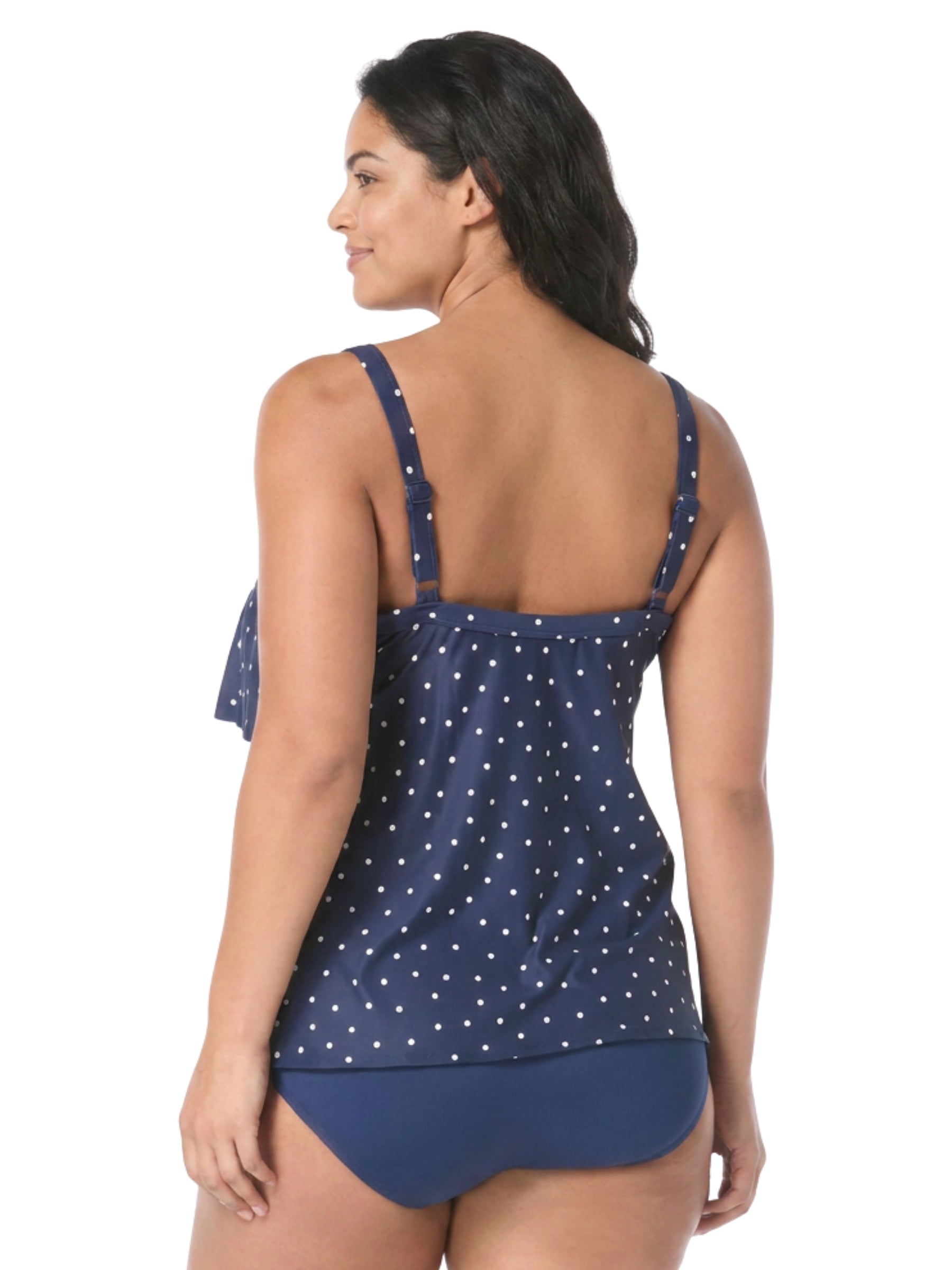 Jane Ruffle Plus Size Tankini Top - Admiral