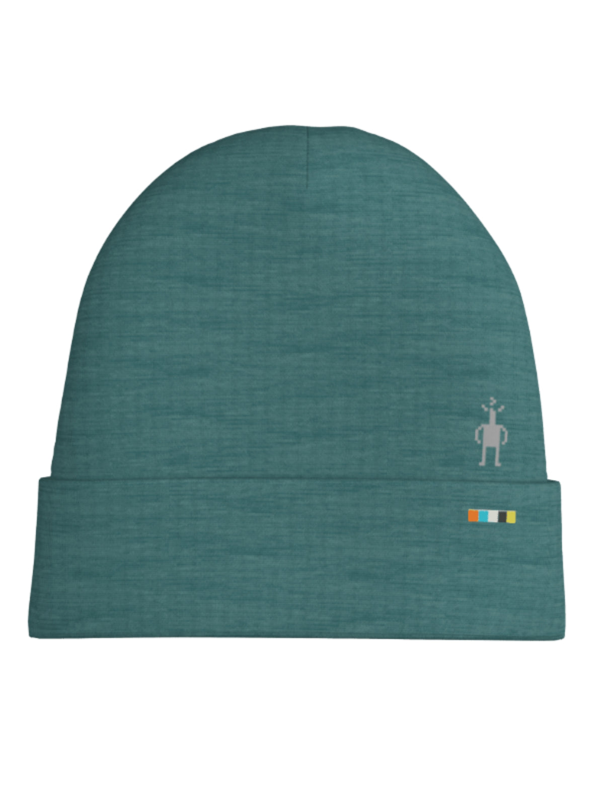 Reversible Merino Wool Thermal Beanie with Cuff - Dark Teal Heather