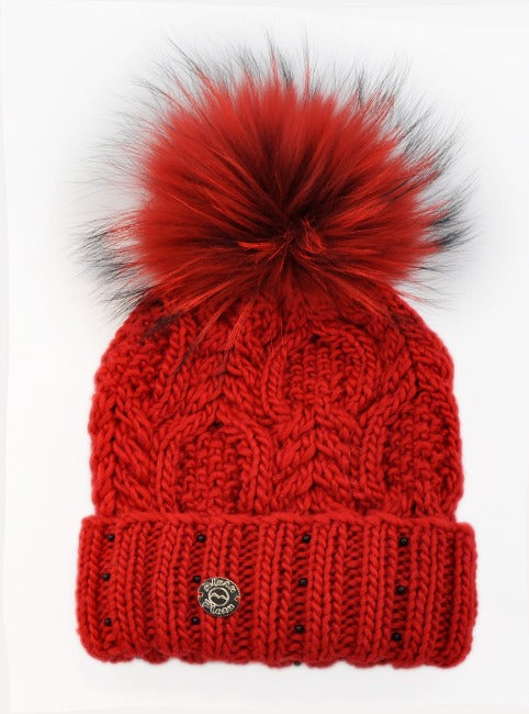 Lisbon Hat with Pearl and Detachable Pompom in Pleau Racoon