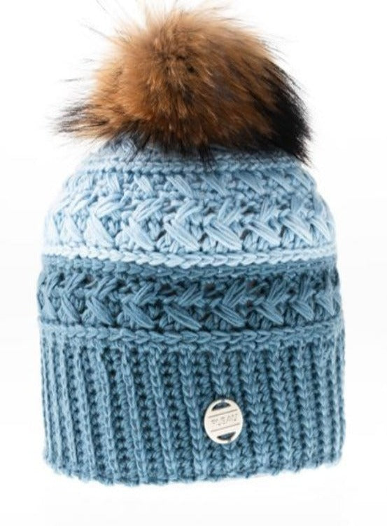 Tuque Tallinn fait a la main avec pompon de renard détachable de Pleau