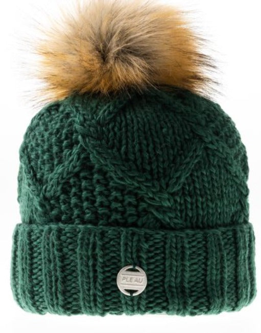 Handmade Alpes tuque with detachable fox pompom from Pleau