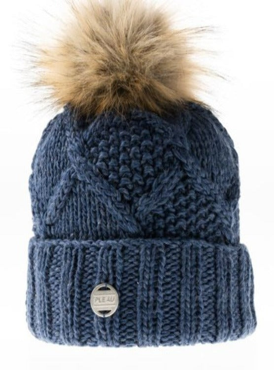 Handmade Moscow beanie with detachable synthetic fur pompom from Pleau