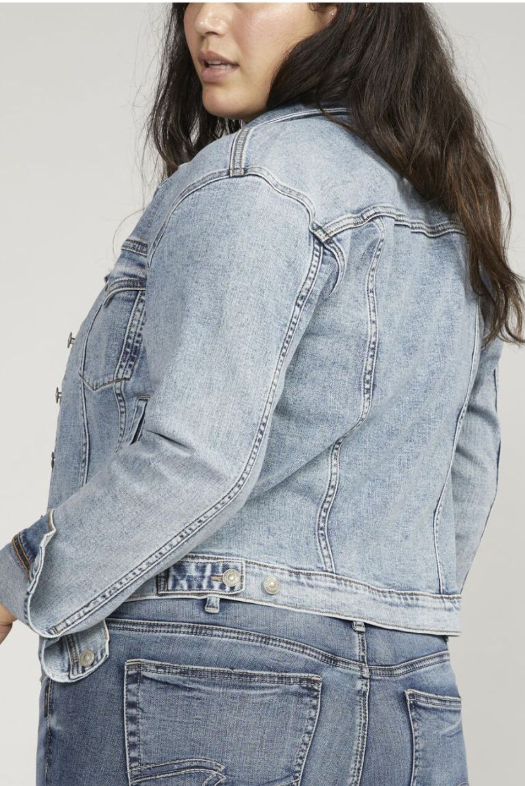 Silver Jeans Plus Size Fitted Denim Jacket