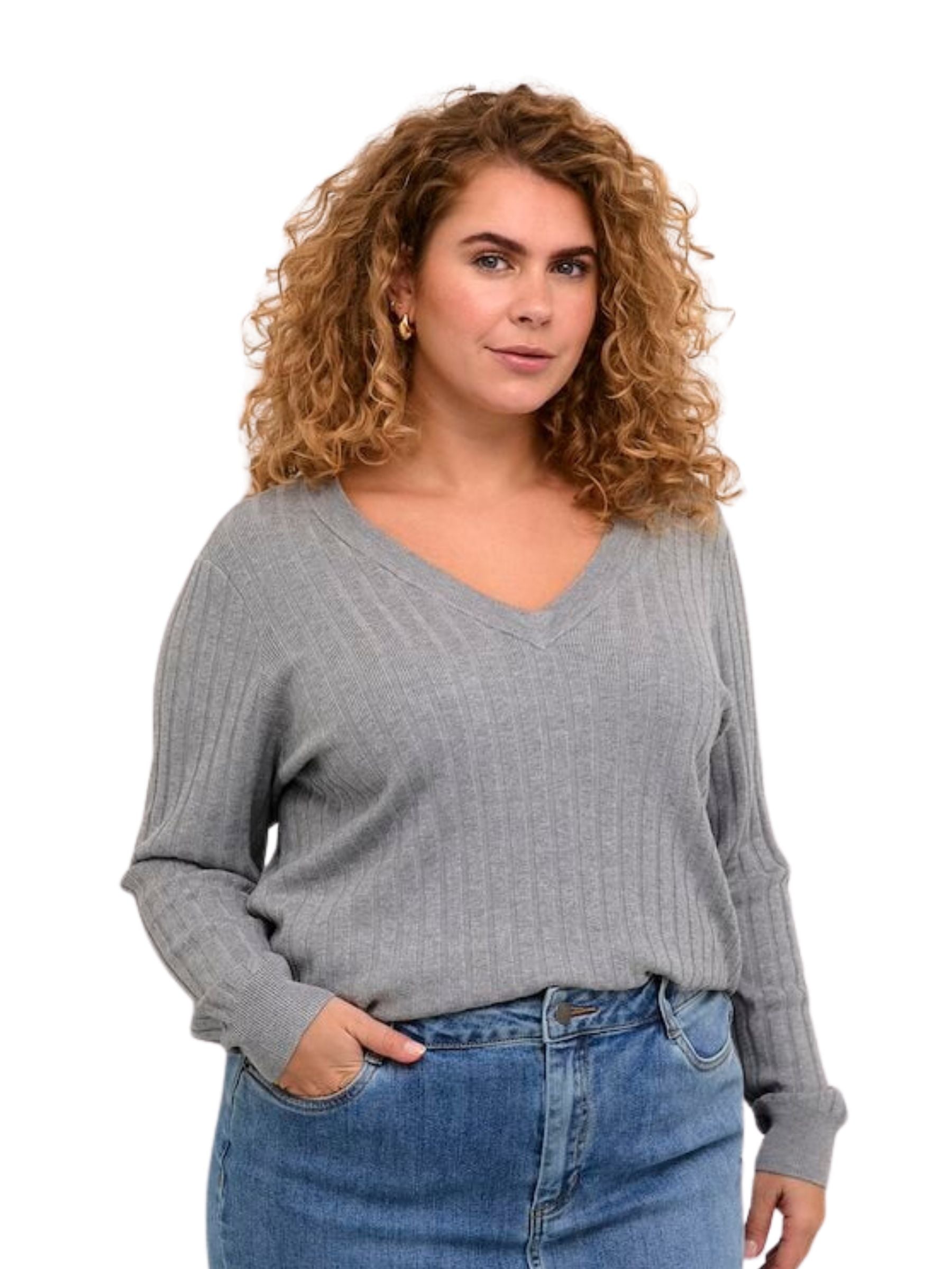 KClona Plus Size Sweater (Grey) by Kaffe Curve