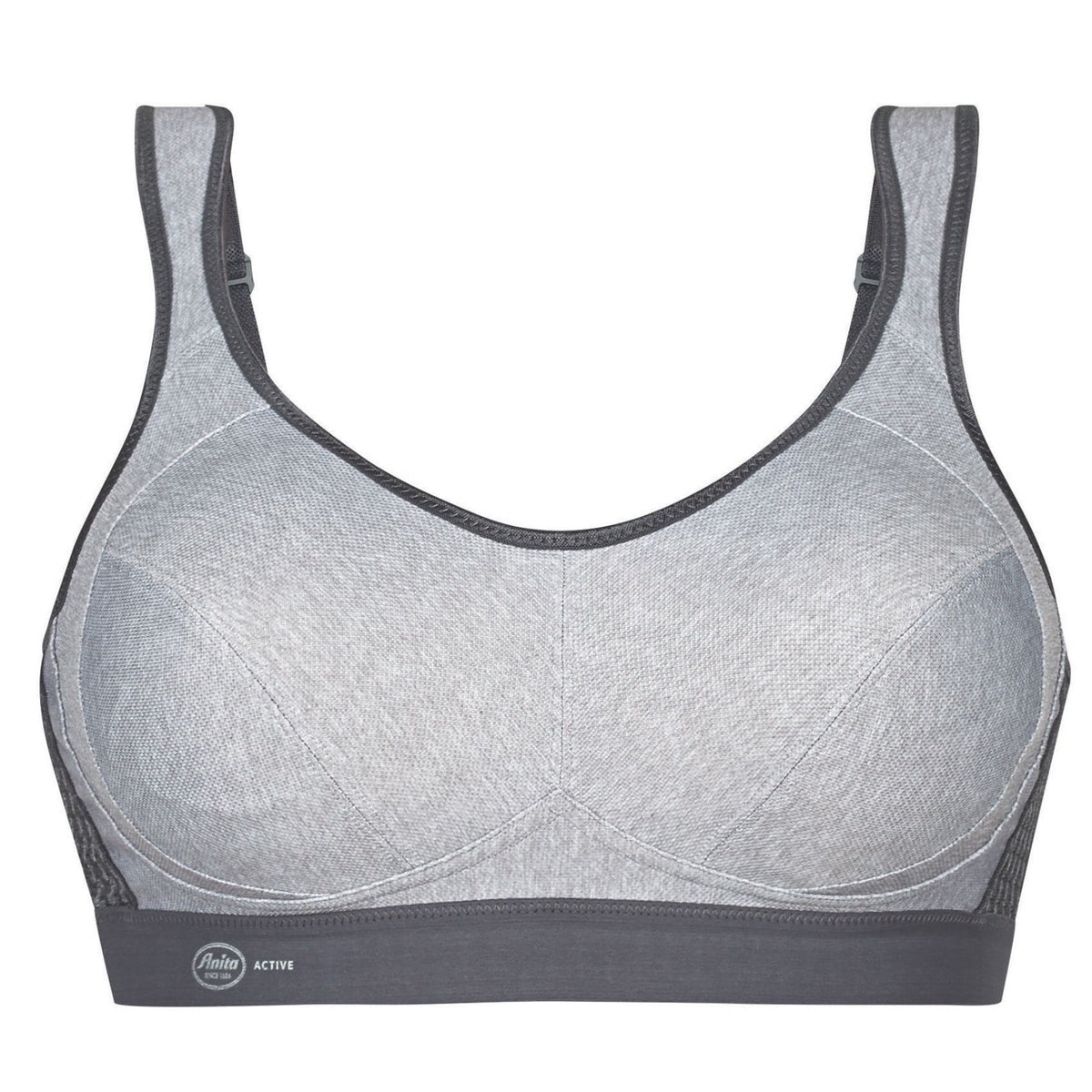 Anita Women's Wire-Free Sports Bra 2-Pack - Maximum Support For High Impact, Size 36B, Heather Grey