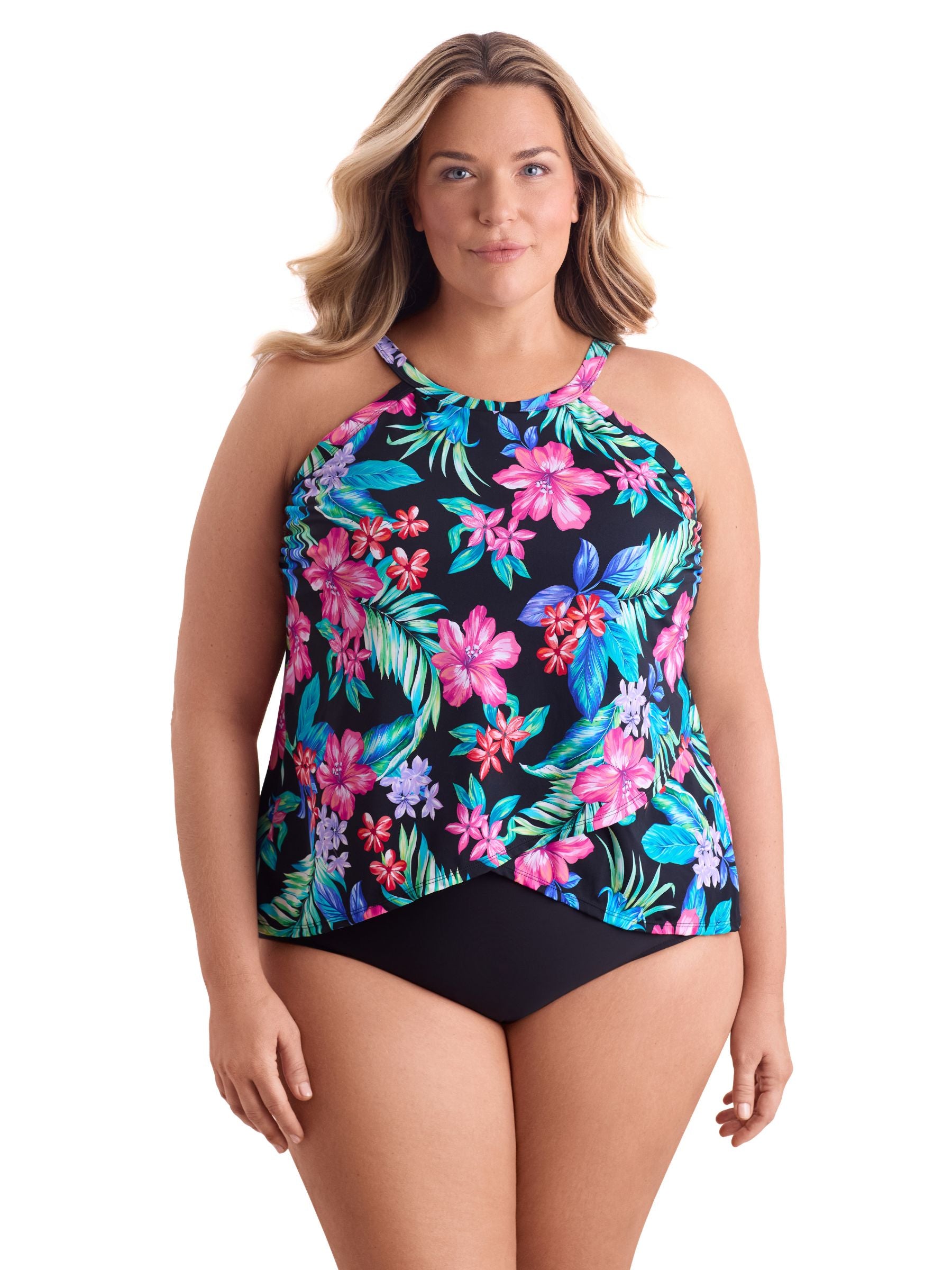 Haut de Tankini Island Hopping Taille Plus - Noir Multi