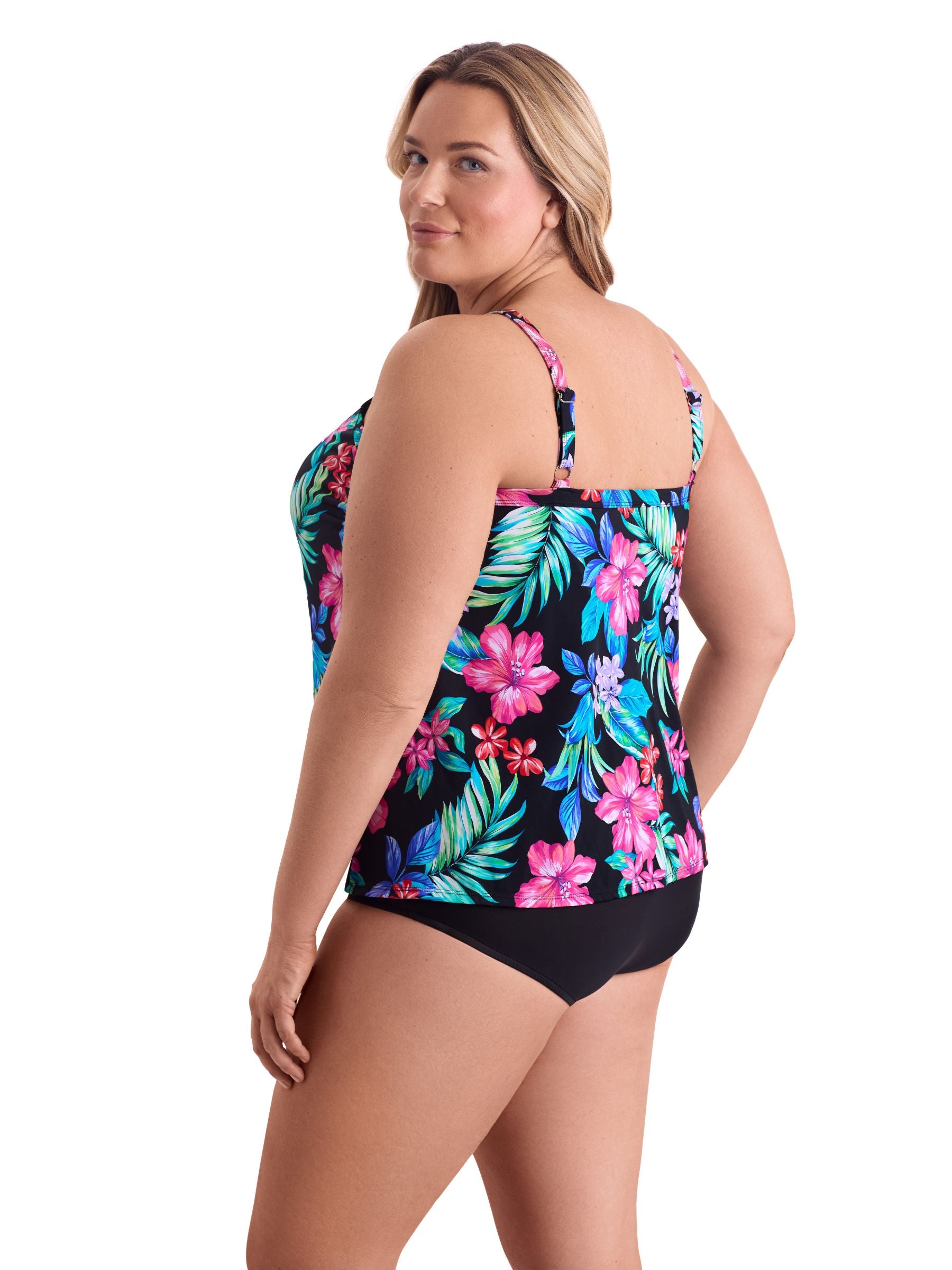 Haut de Tankini Island Hopping Taille Plus - Noir Multi