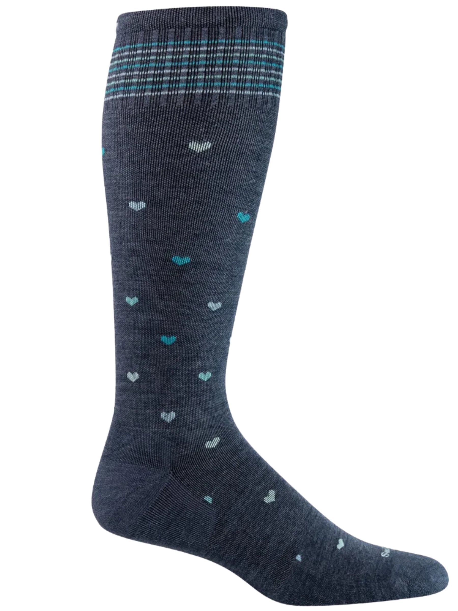 Bas Full Heart de Compression Graduée Modérée Mollets Larges - Denim