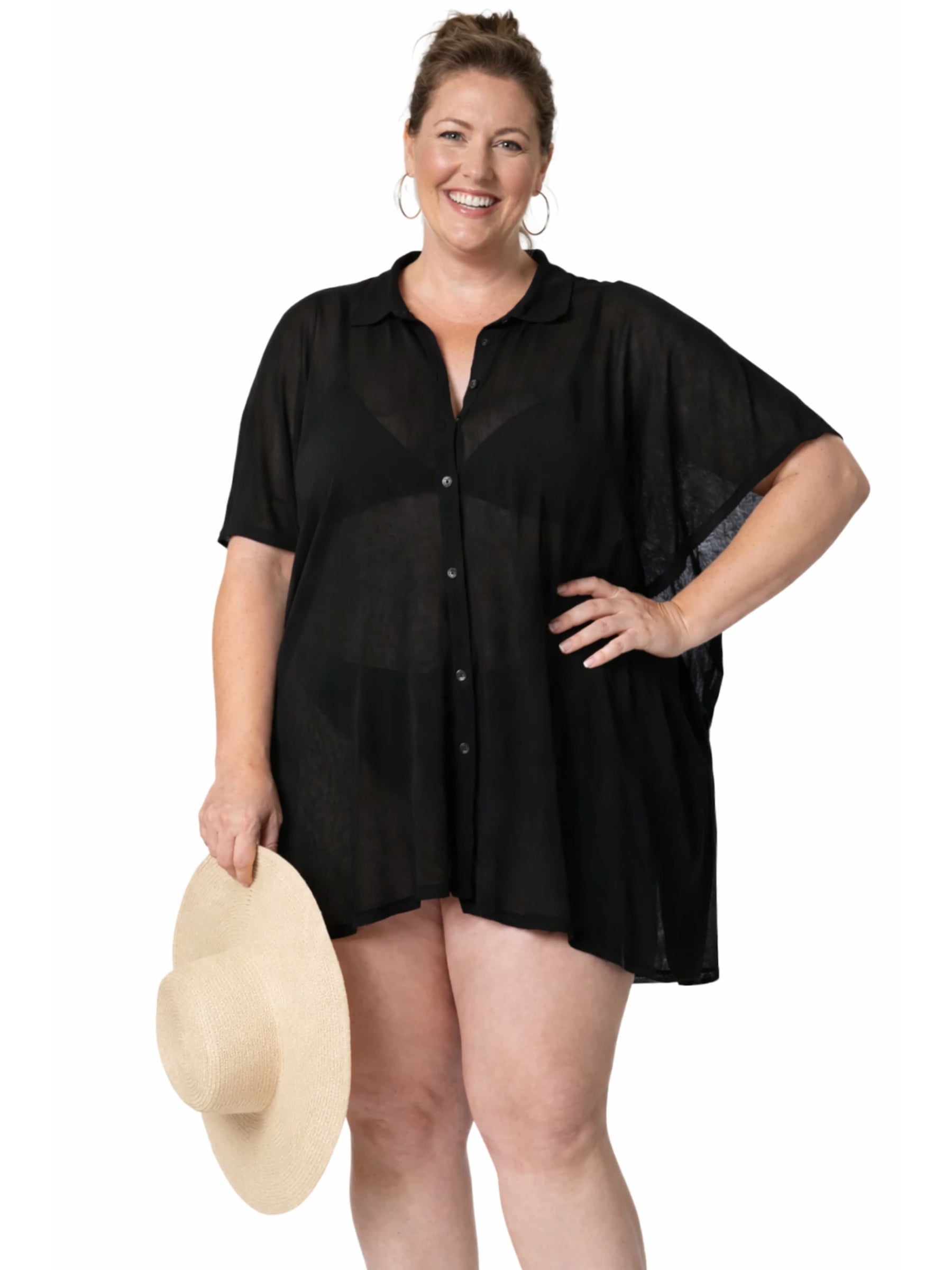 Beachcomber Plus Size Swimsuit Cover-Up - Black