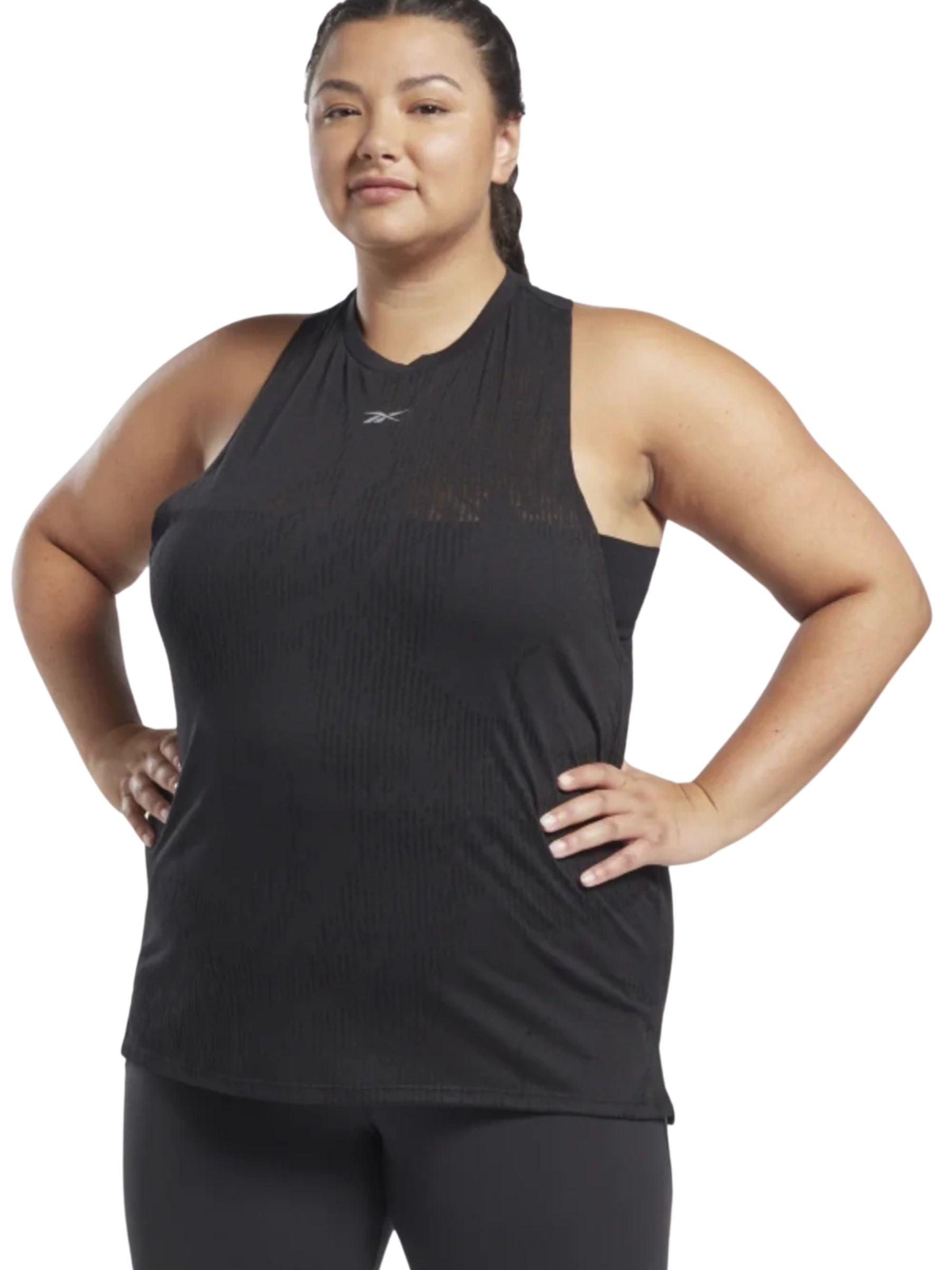 Reebok Plus Size Burnout Tank Top (Black)