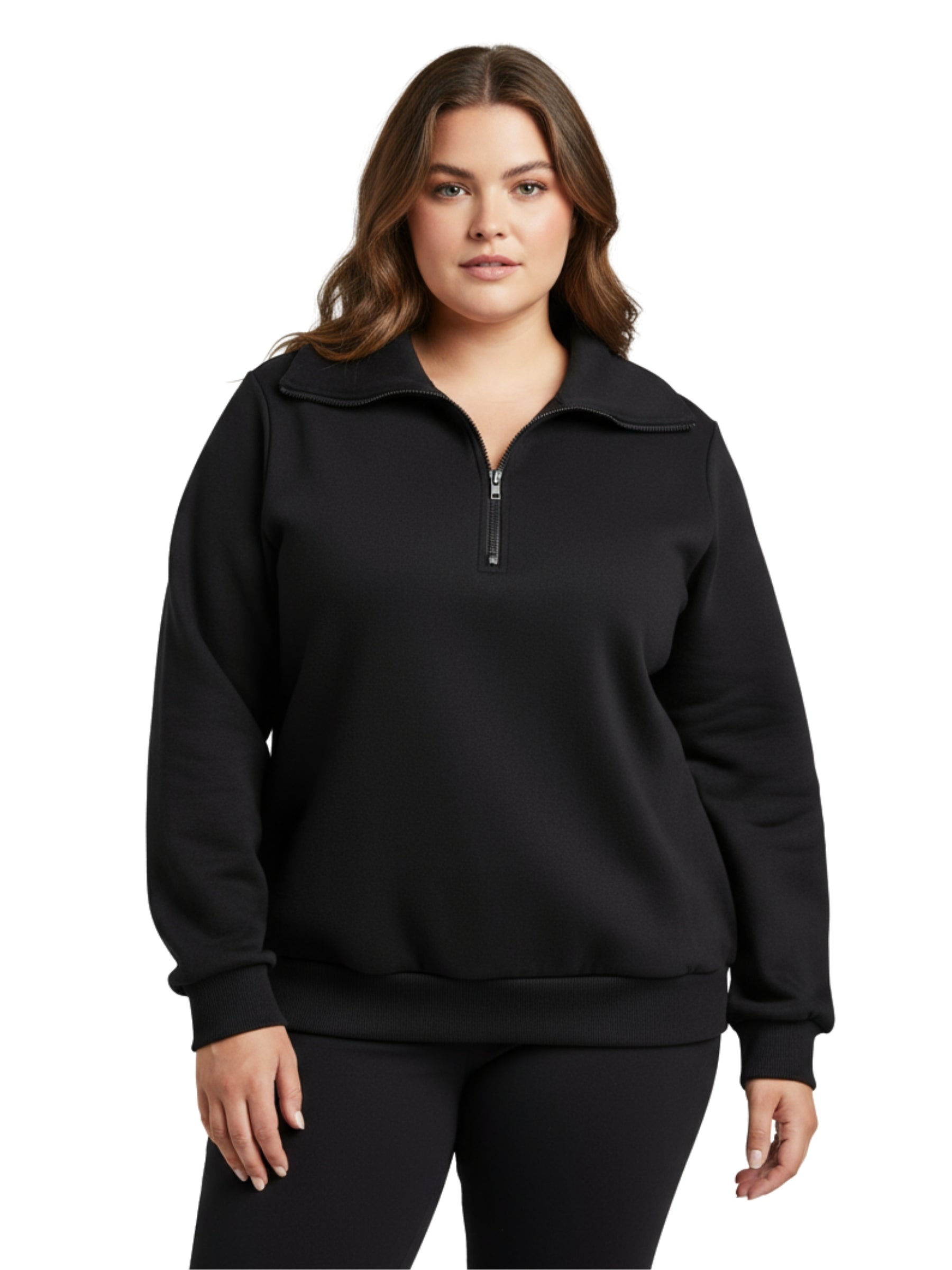 Chandail Demi-Zip Rich Scuba Taille Plus - Noir