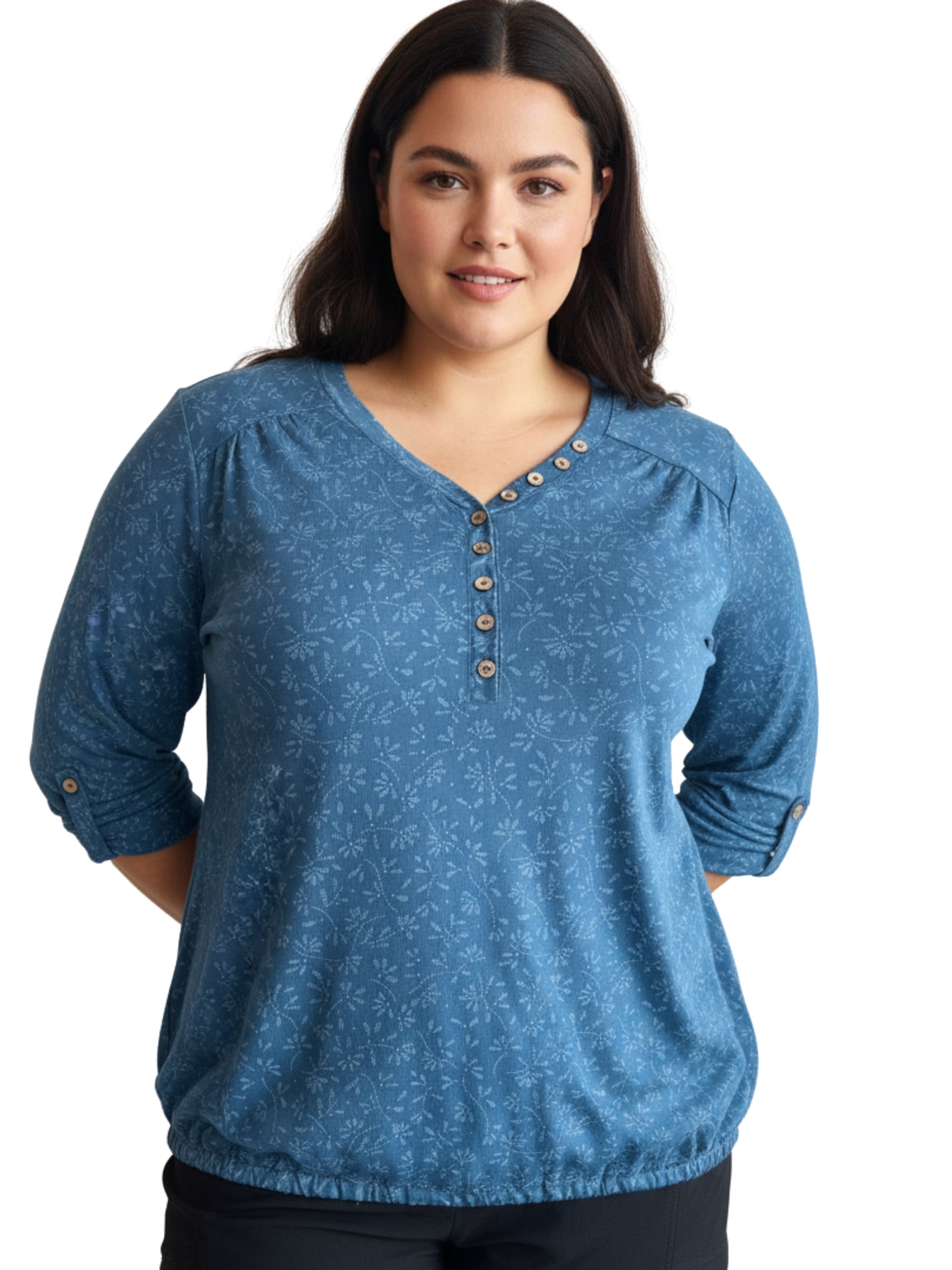 Chandail Pinchi Print Taille Plus - Indigo Blue