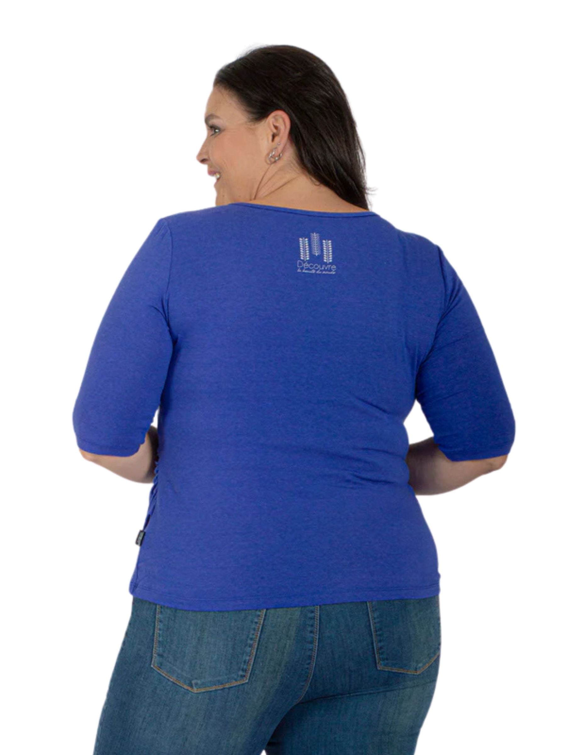 Hope Cobalt Plus Size Wrap Sweater from Message Factory