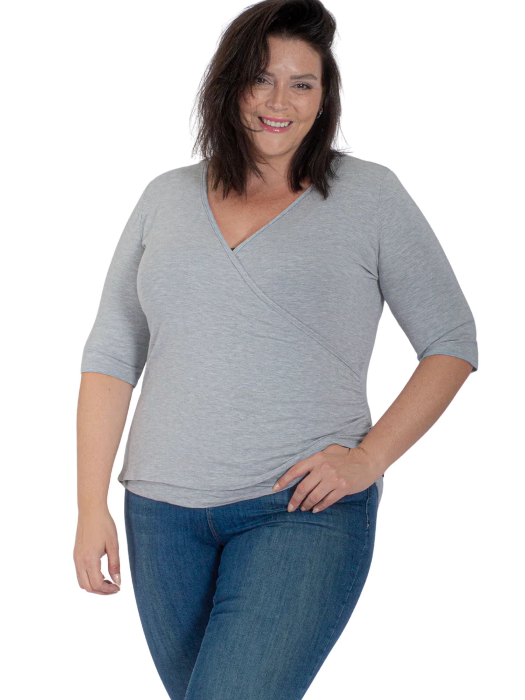 Hope Heather Gray Wrap Sweater Plus Size from Message Factory