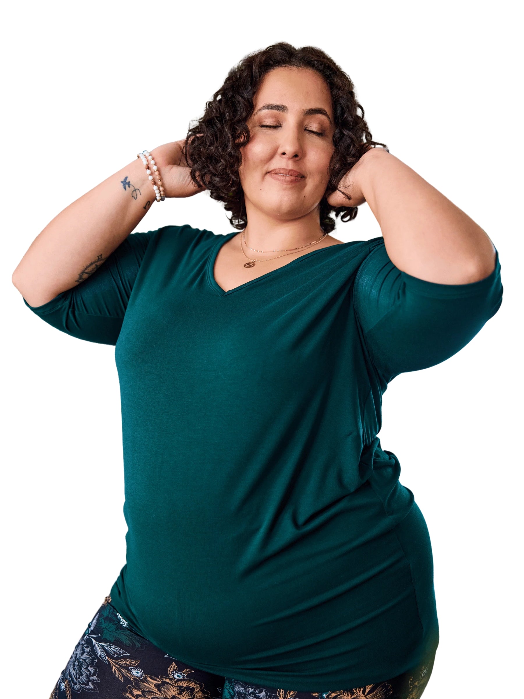 Chandail Essentiel Col V Taille Plus - Vert Chasseur