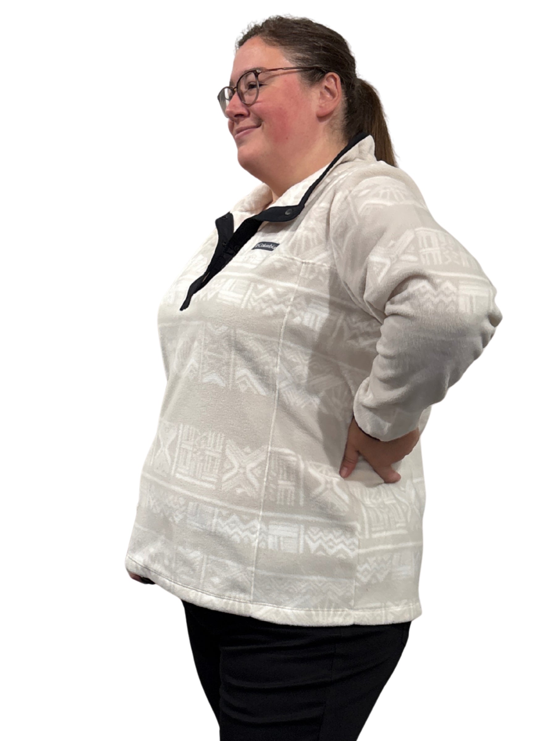 Chandail Imprimé à Snap En Polaire Benton Springs Taille Plus - Dark Stone Deschutes Days