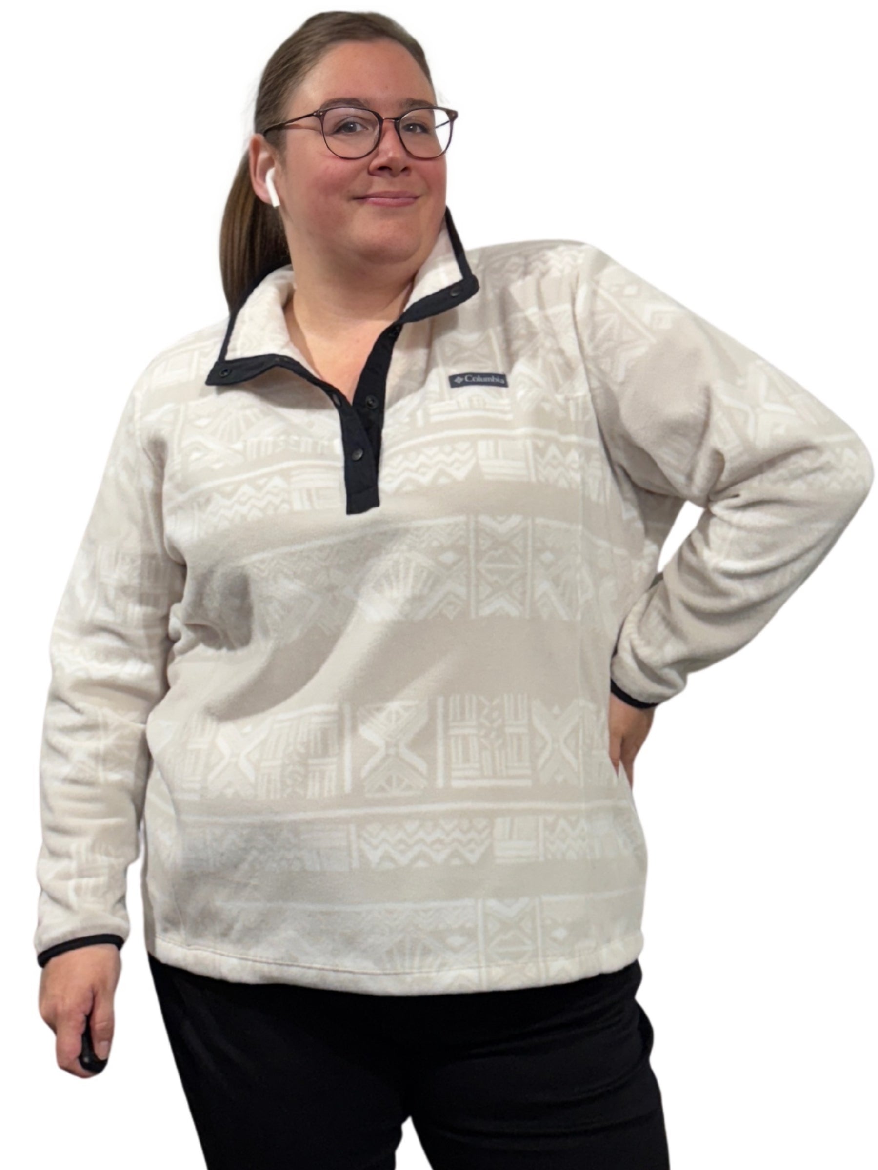 Chandail Imprimé à Snap En Polaire Benton Springs Taille Plus - Dark Stone Deschutes Days