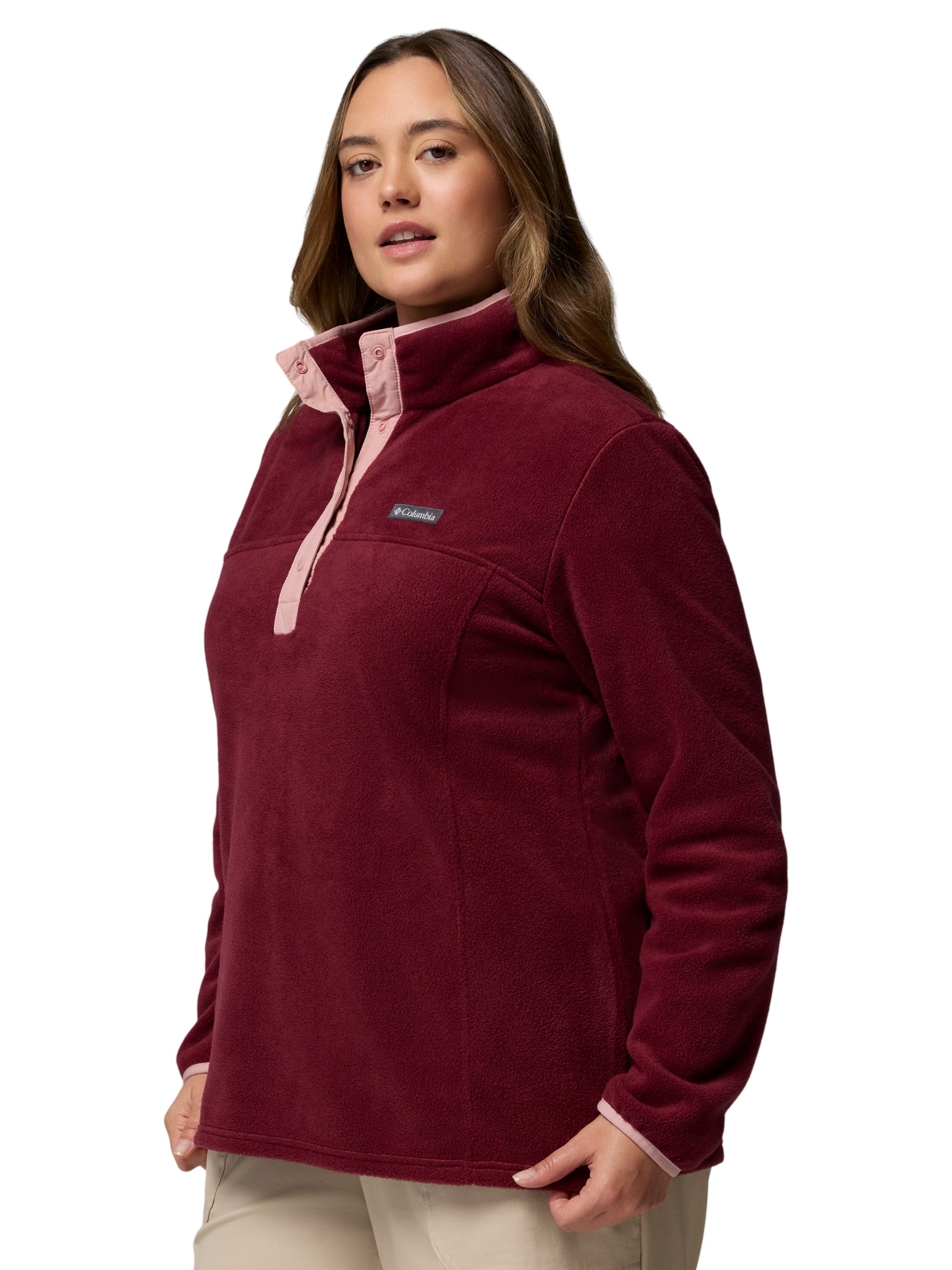 Chandail à Snap En Polaire Benton Springs II Taille Plus - Rich Wine & Eraser pink