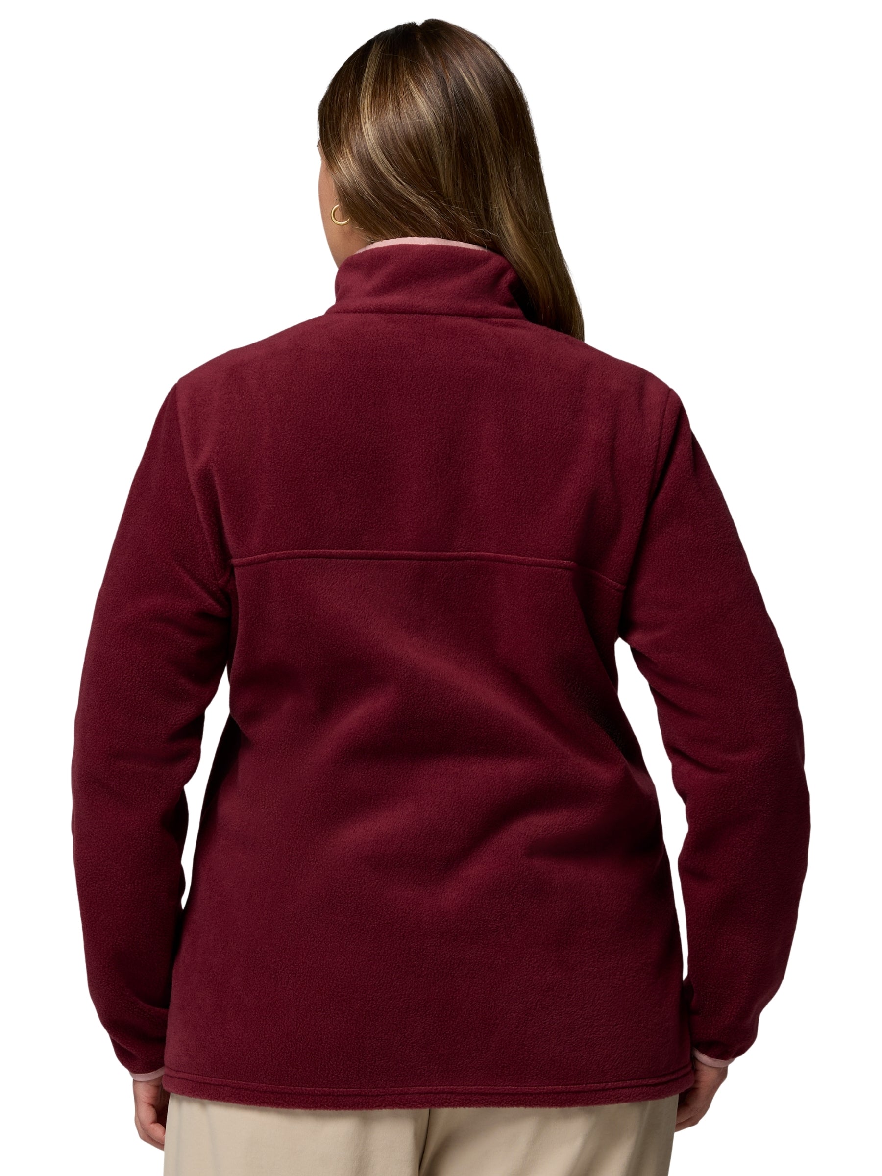 Benton Springs II Plus Size Fleece Snap Sweater - Rich Wine & Eraser Pink