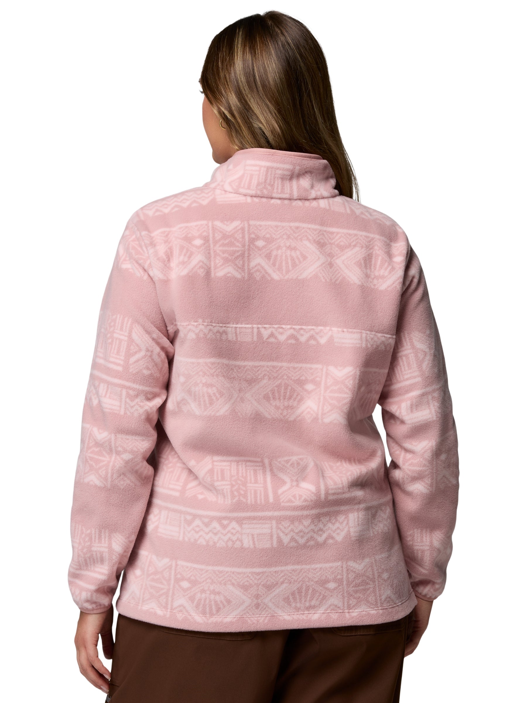 Chandail Imprimé à Snap En Polaire Benton Springs Taille Plus - Eraser Pink Deschutes Days