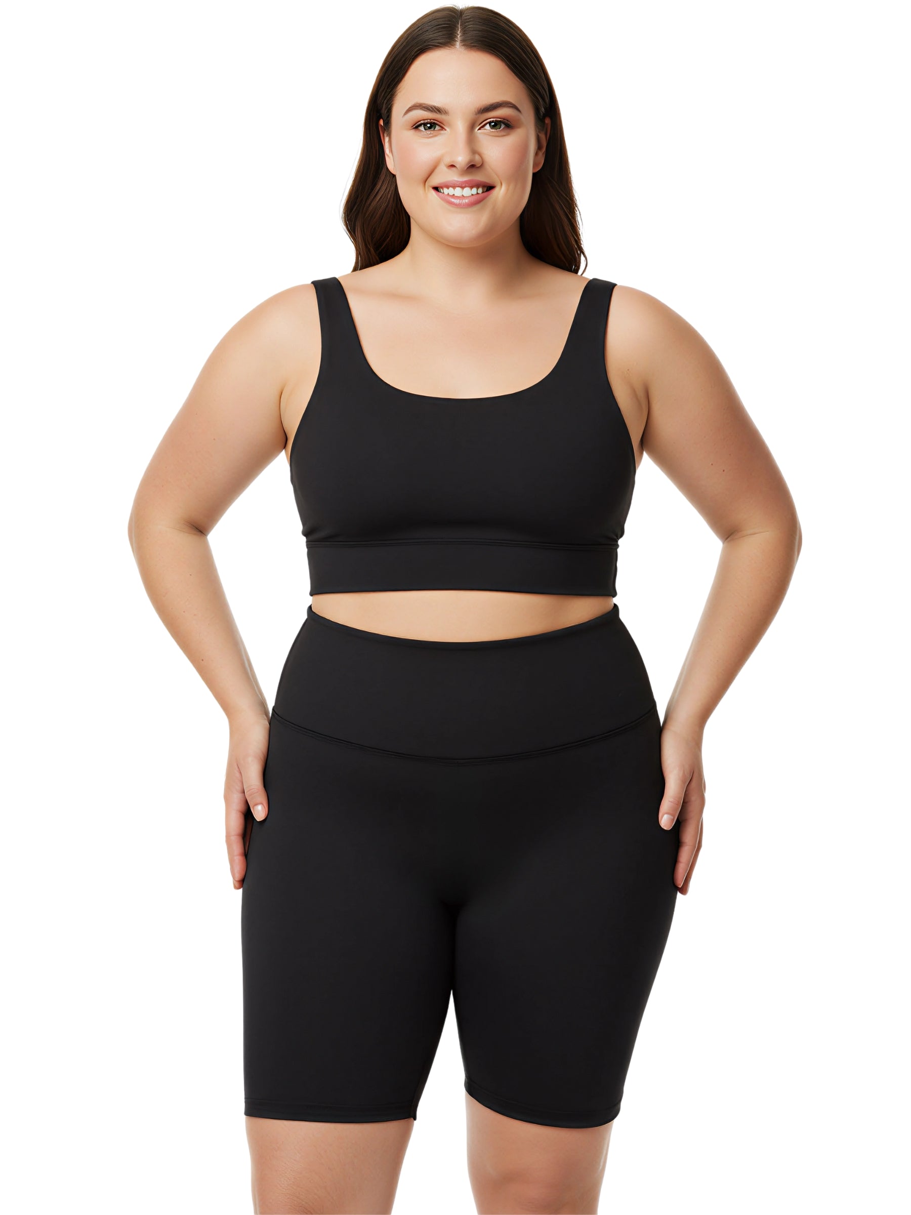 Cuissard 9" Léger Taille Plus - Noir Brillant