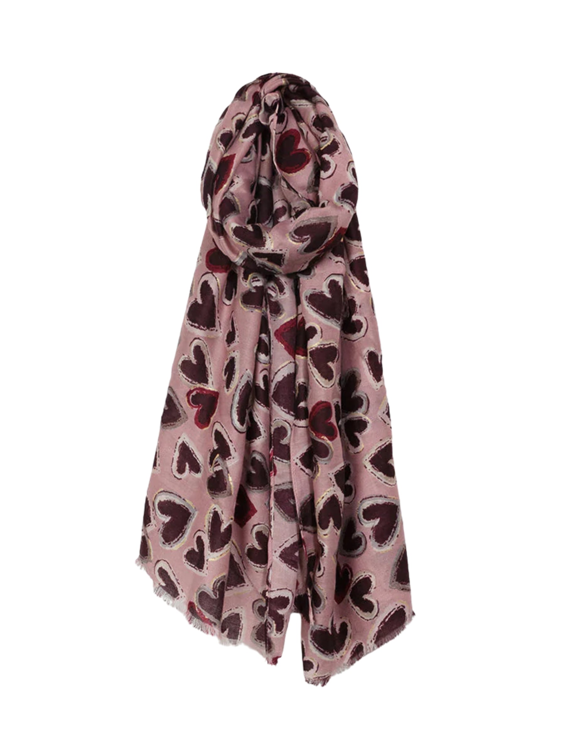Foulard Léger à Imprimé Cœur - Rose