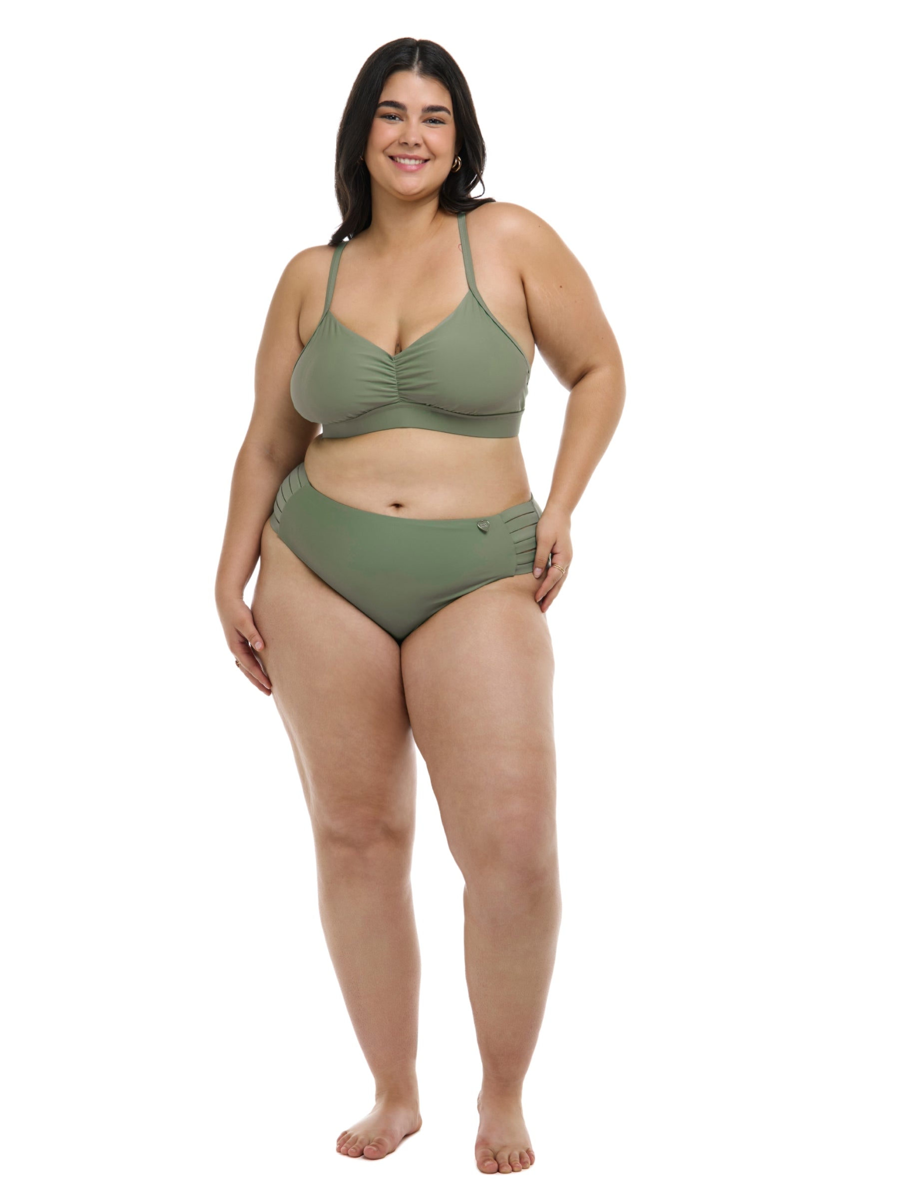 Smoothies Drew Plus Size Bikini Top - Cactus